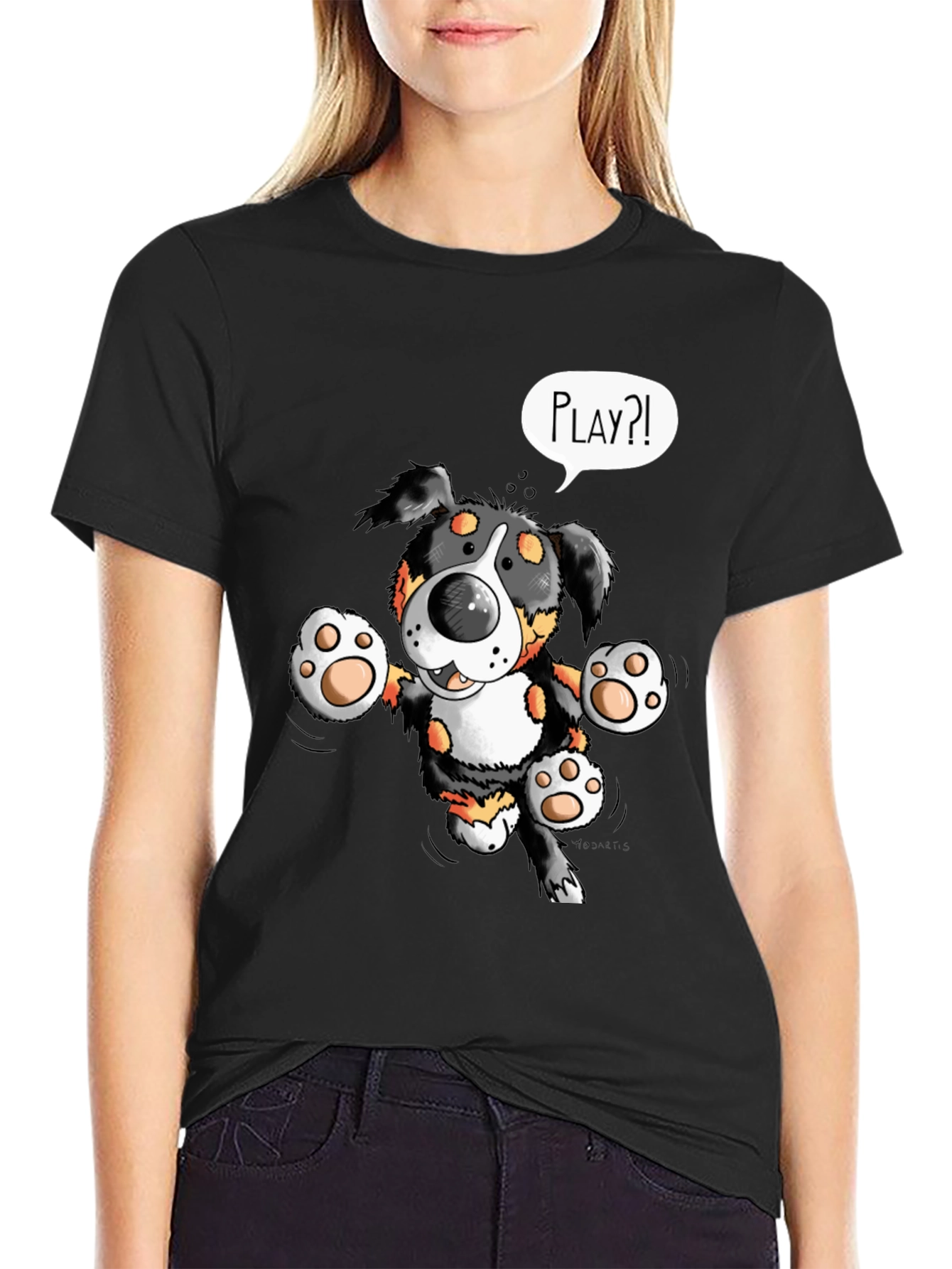 Playful Puppy Cartoon Print T-Shirt