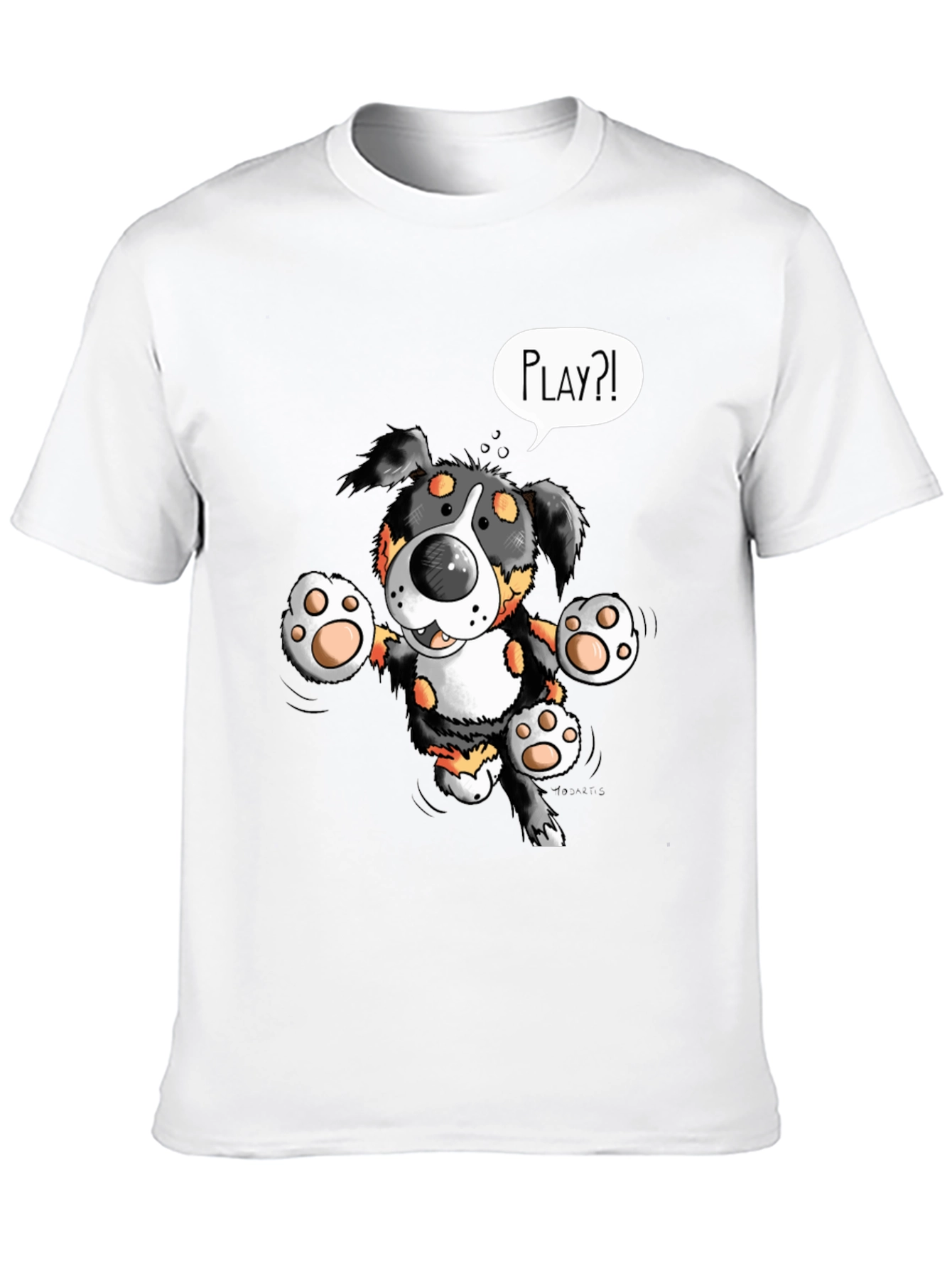 Playful Puppy Cartoon Print T-Shirt