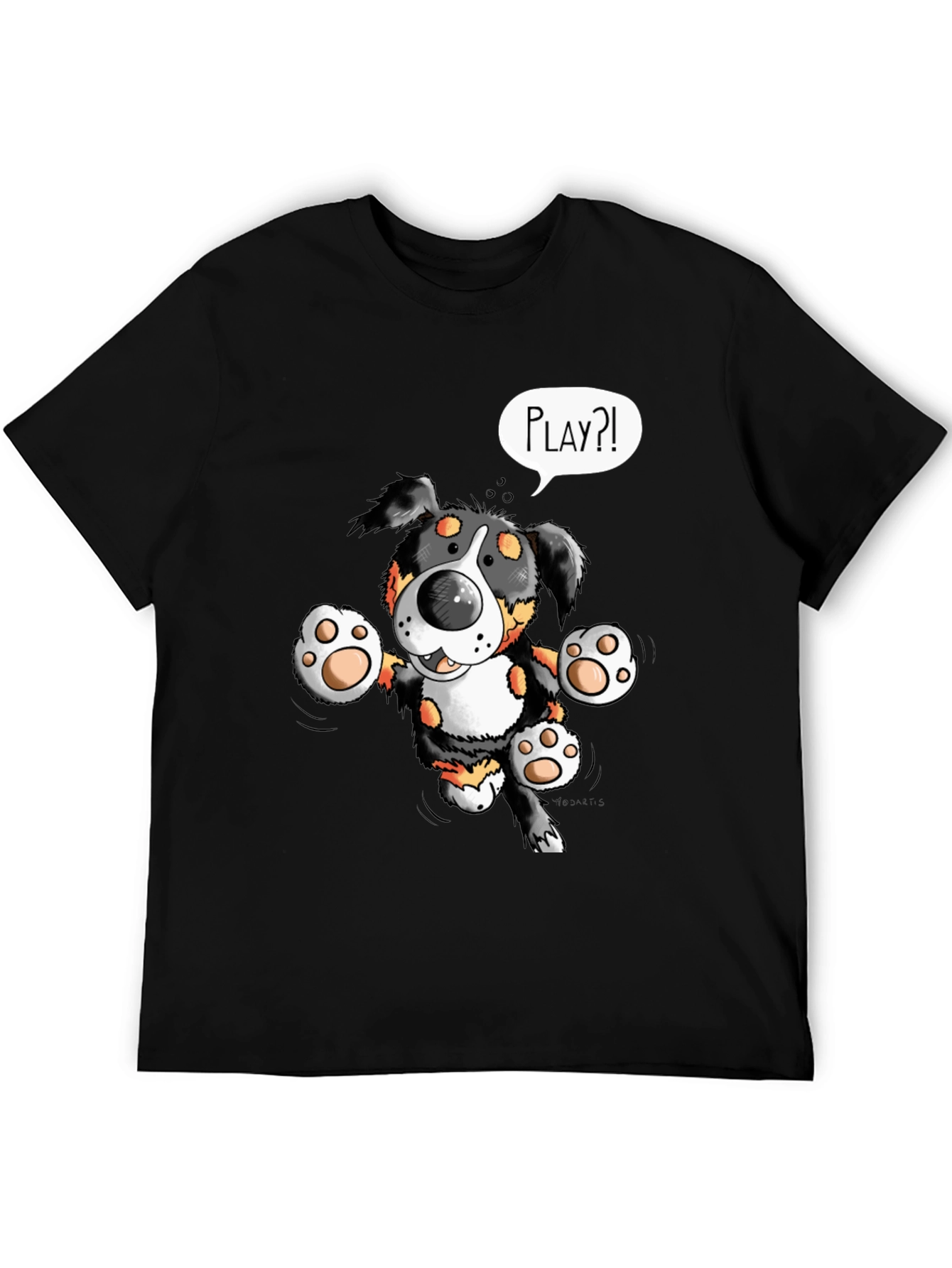 Playful Puppy Cartoon Print T-Shirt
