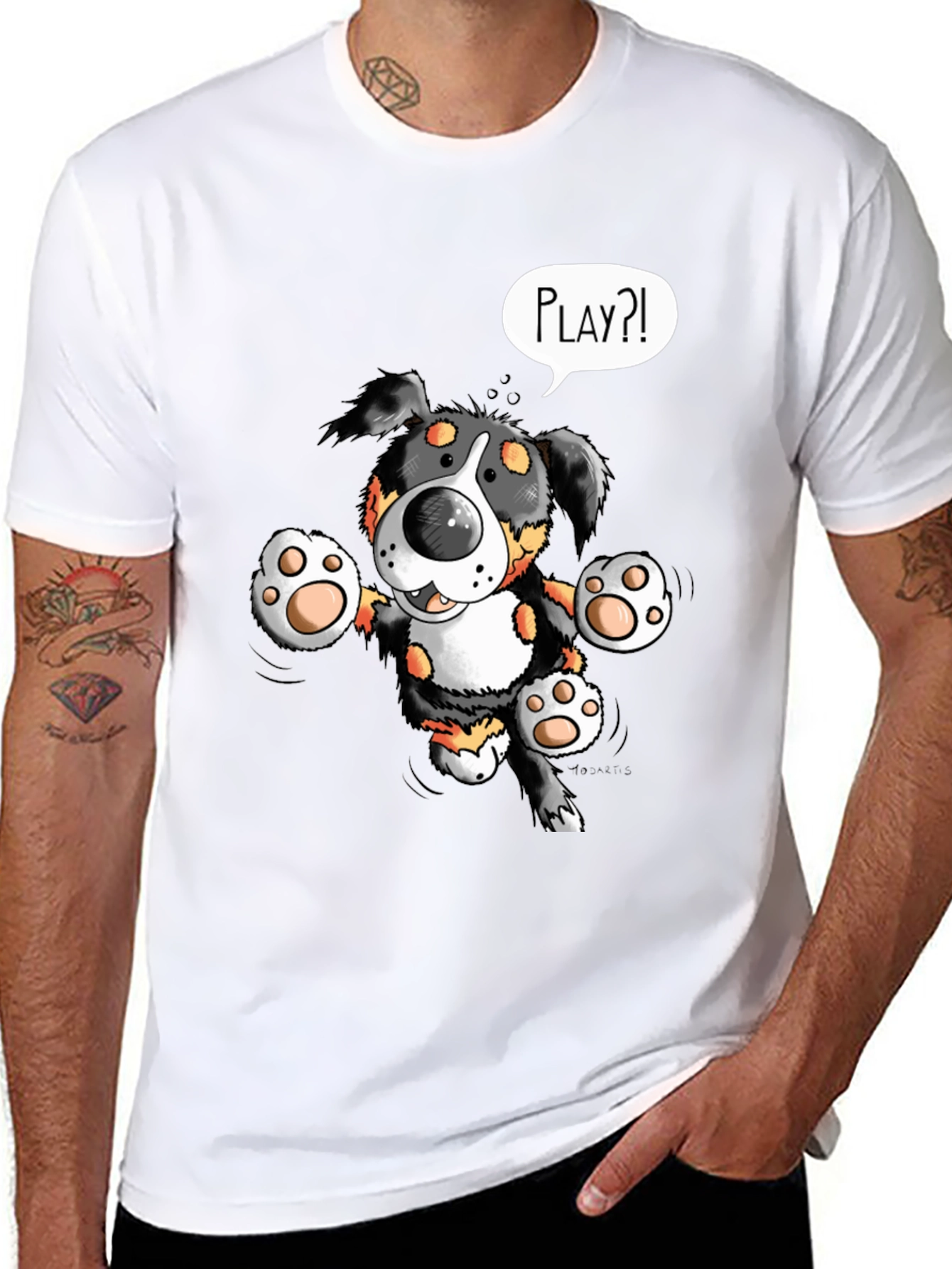Playful Puppy Cartoon Print T-Shirt