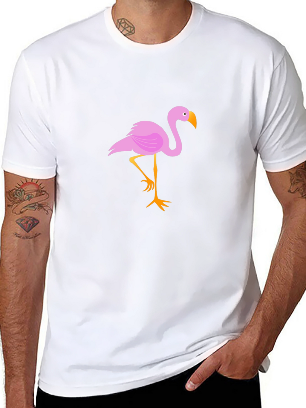 Flamingo Graphic Tee - Stylish Black Cotton T-Shirt