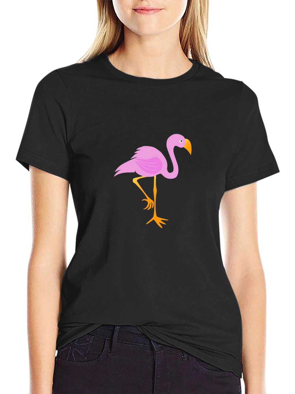 Flamingo Graphic Tee - Stylish Black Cotton T-Shirt