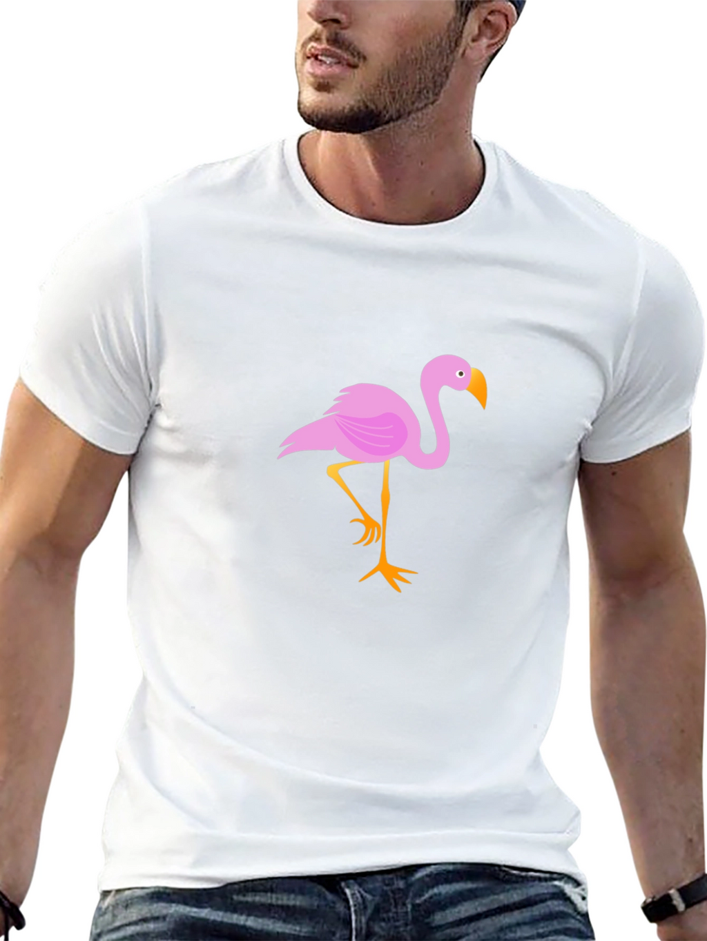Flamingo Graphic Tee - Stylish Black Cotton T-Shirt