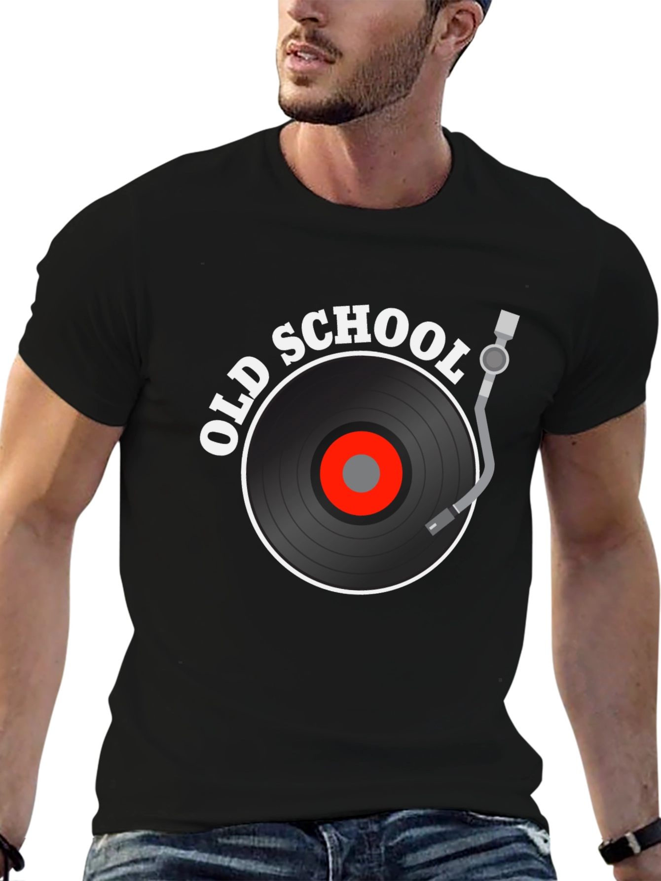 Old School Vinyl Record Black T-Shirt
