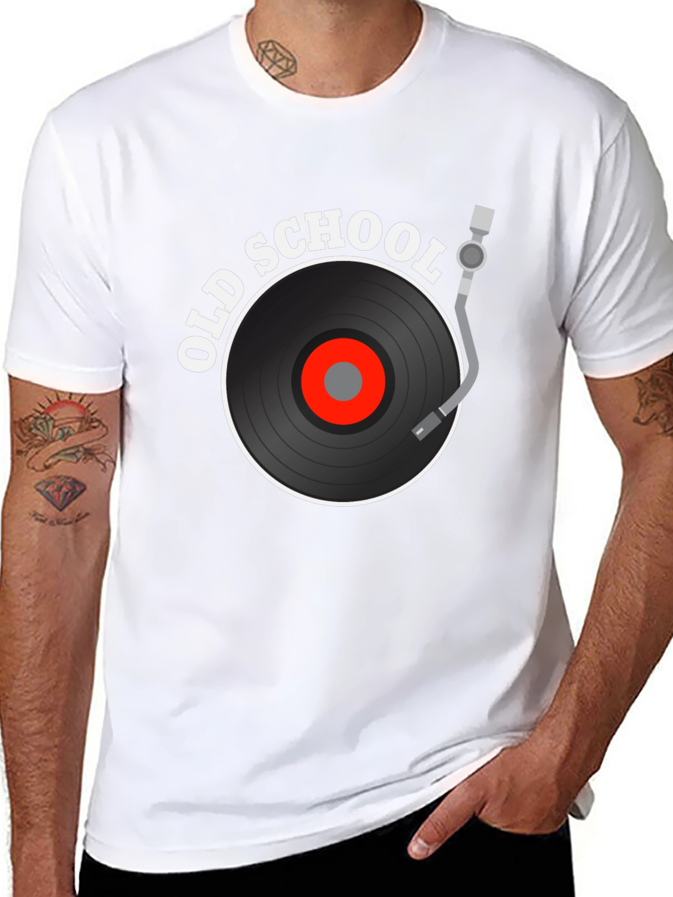 Old School Vinyl Record Black T-Shirt