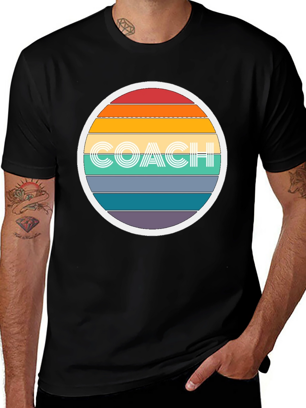 Retro Coach T-Shirt - Rainbow Design