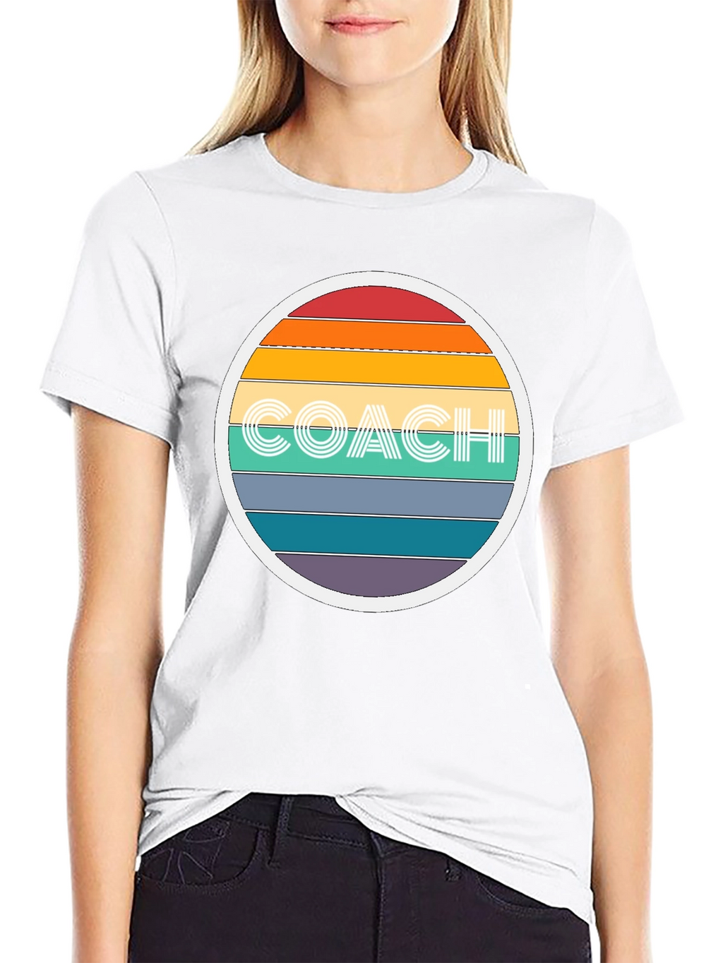 Retro Coach T-Shirt - Rainbow Design