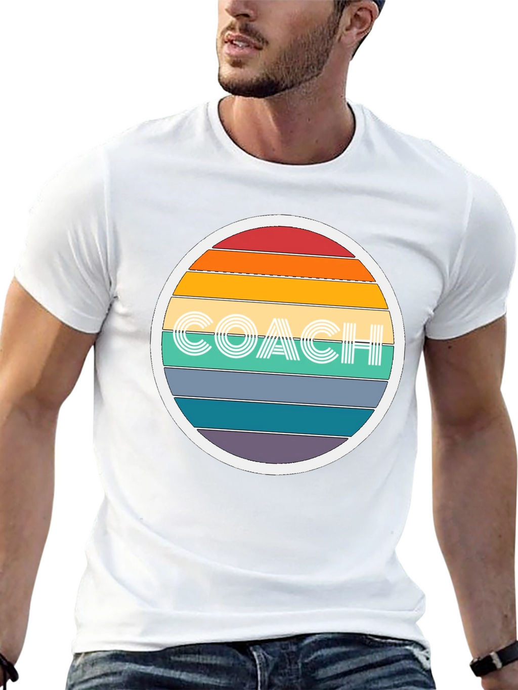 Retro Coach T-Shirt - Rainbow Design