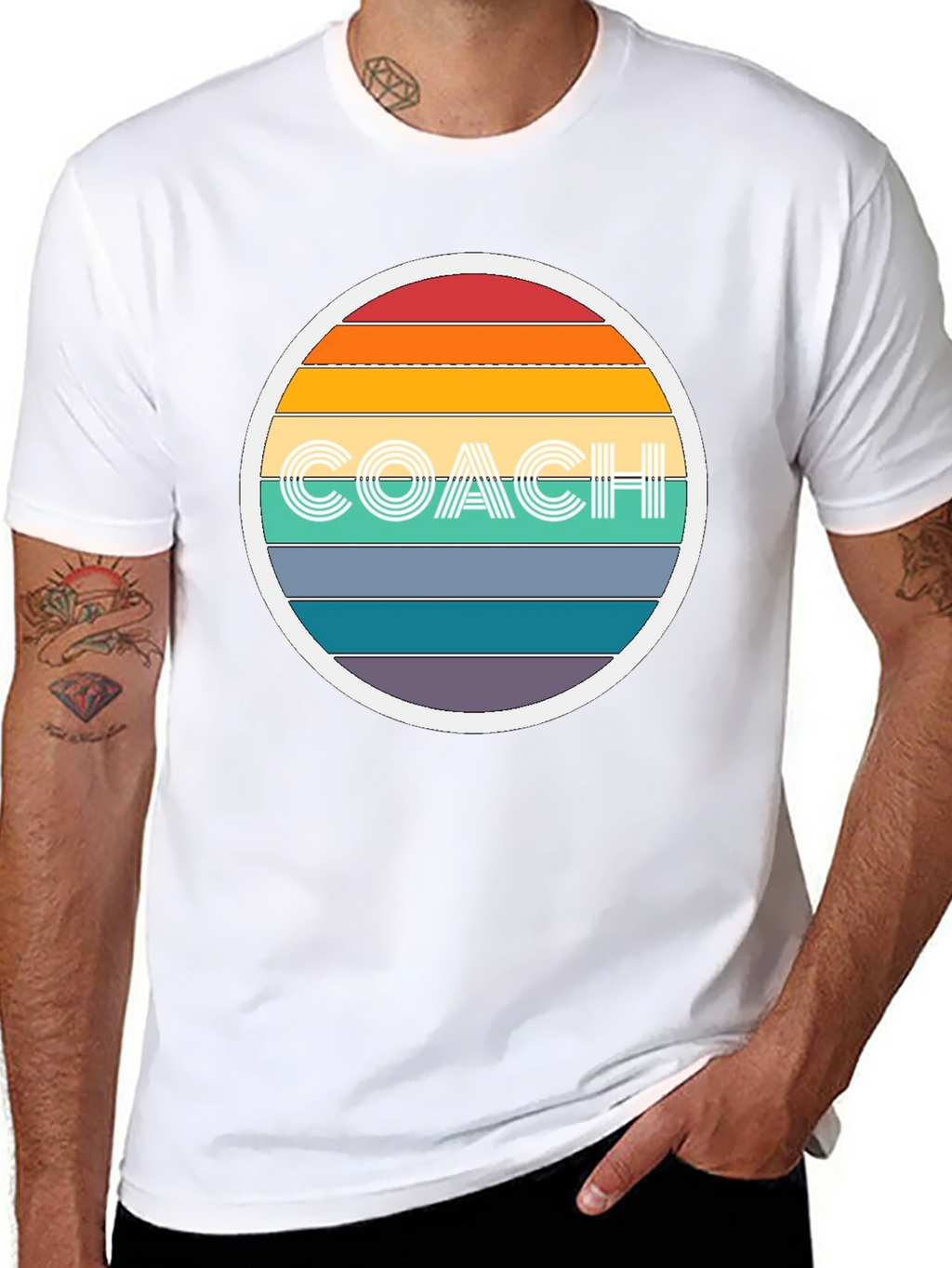 Retro Coach T-Shirt - Rainbow Design