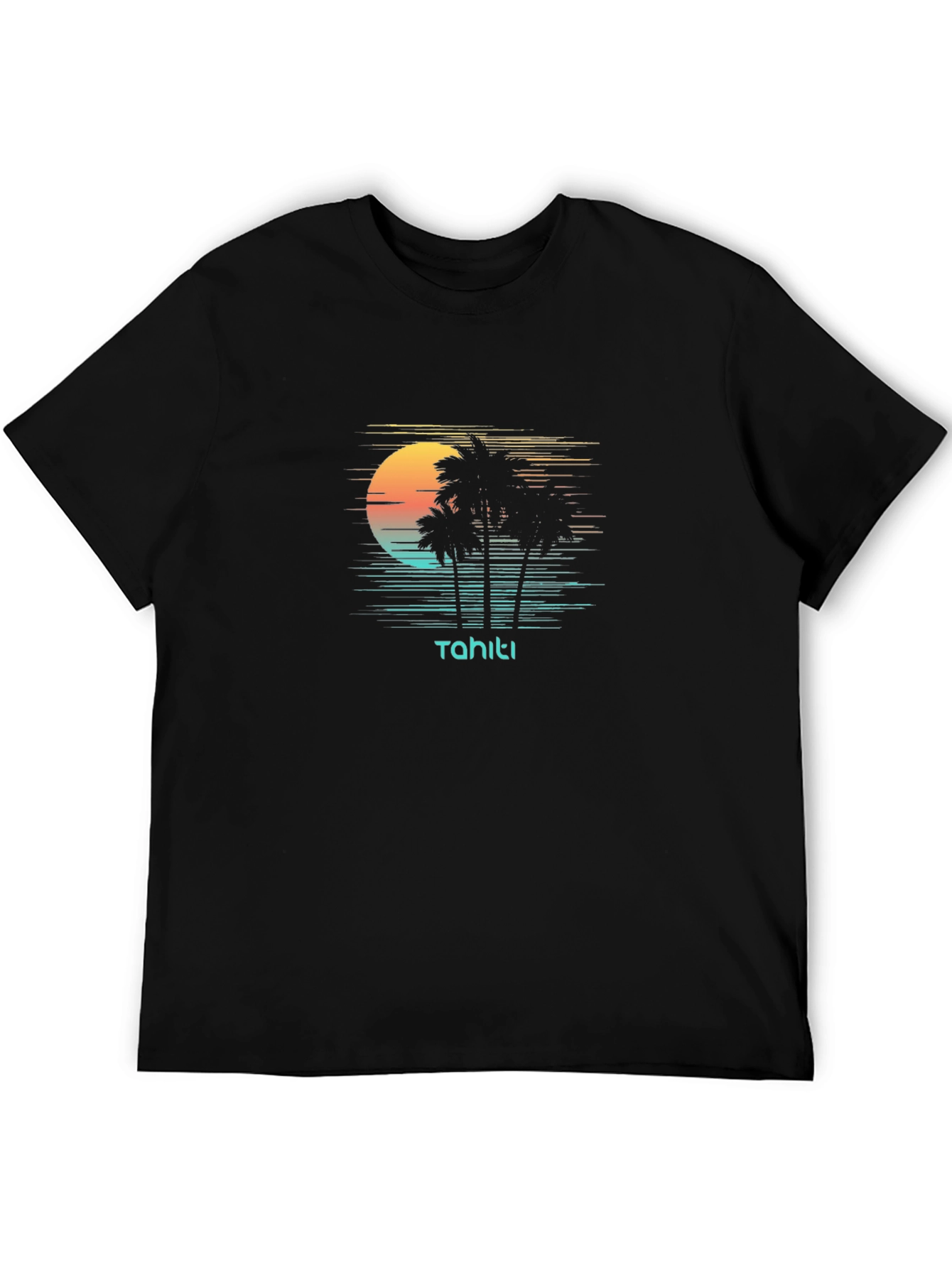 Tahiti Palm Tree Sunset Graphic T-Shirt