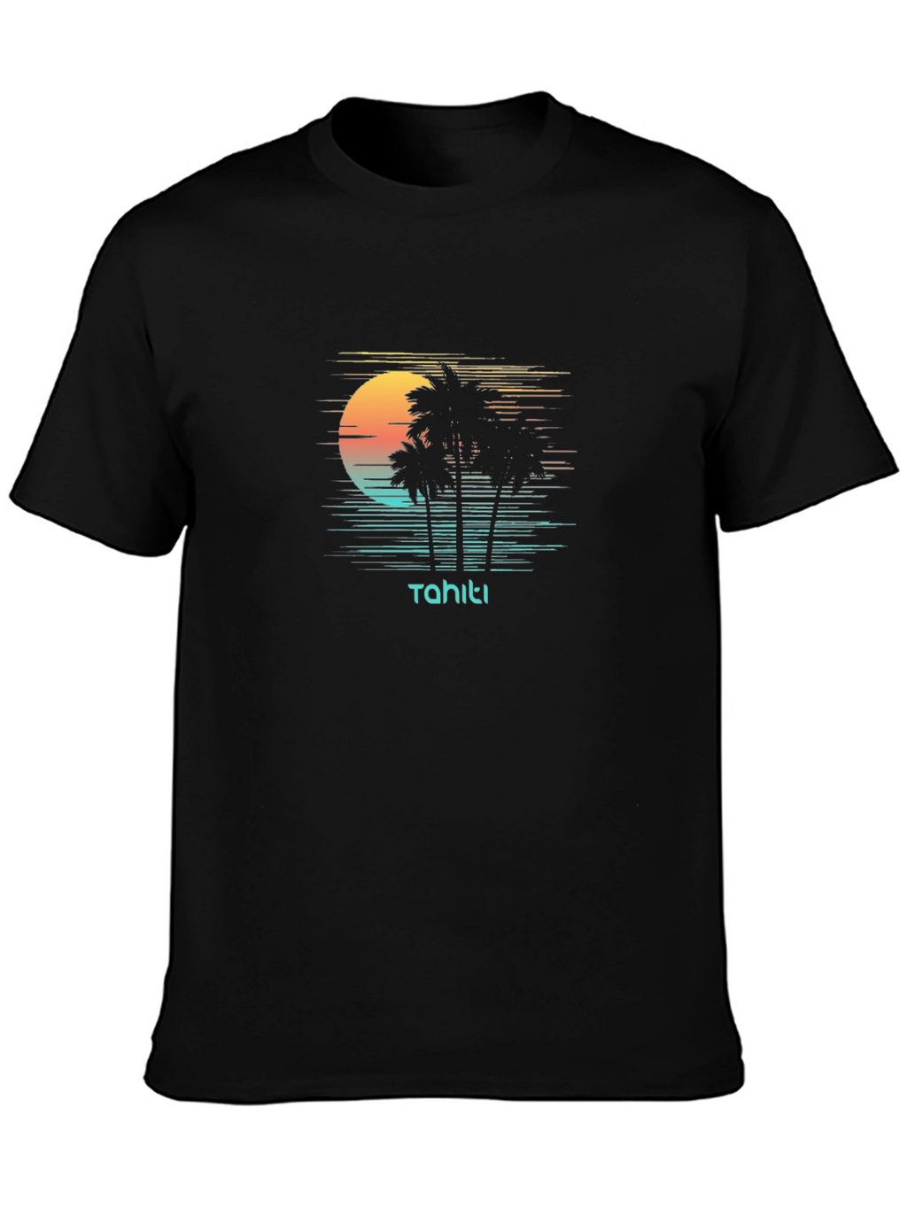 Tahiti Palm Tree Sunset Graphic T-Shirt