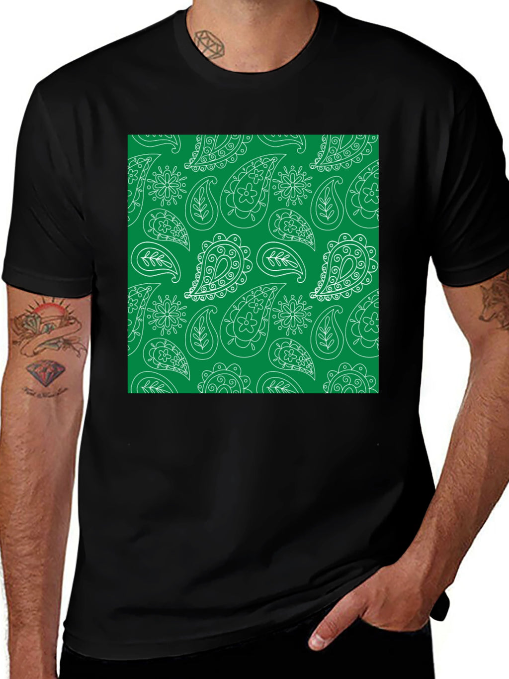 Paisley Print Tee - Black