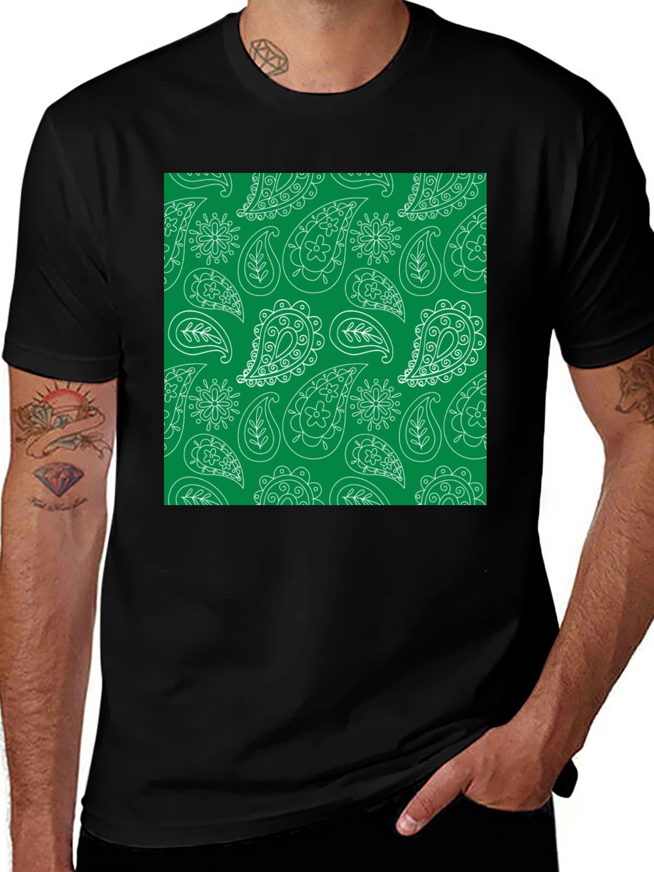 Paisley Print Tee - Black