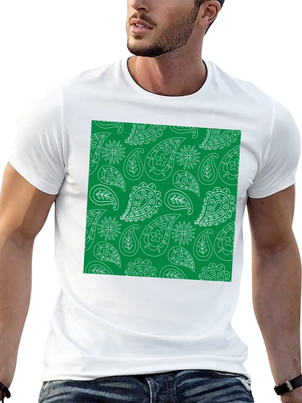 Paisley Print Tee - Black