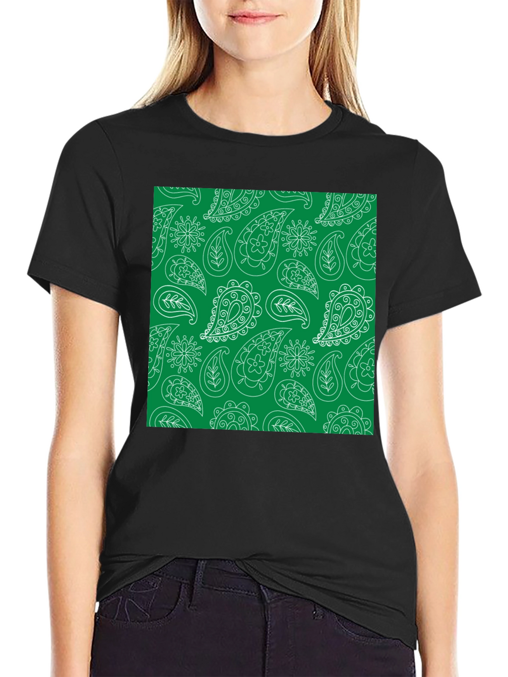 Paisley Print Tee - Black