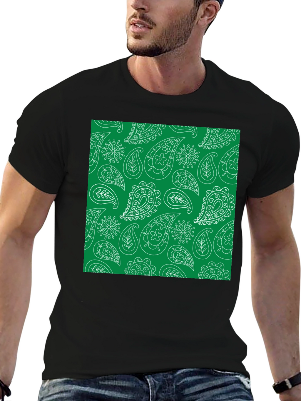 Paisley Print Tee - Black