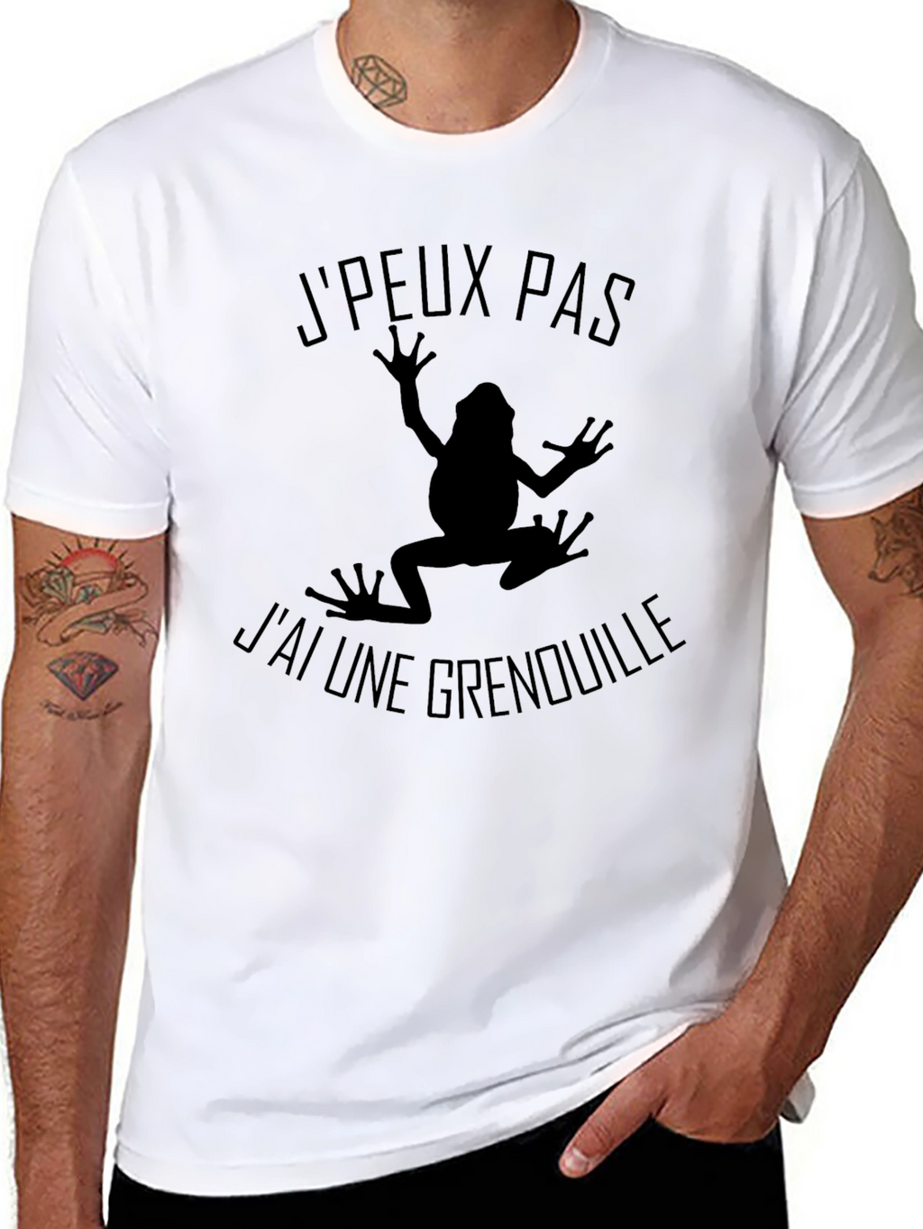 Mens Black T-Shirt - Frog Graphic French Text