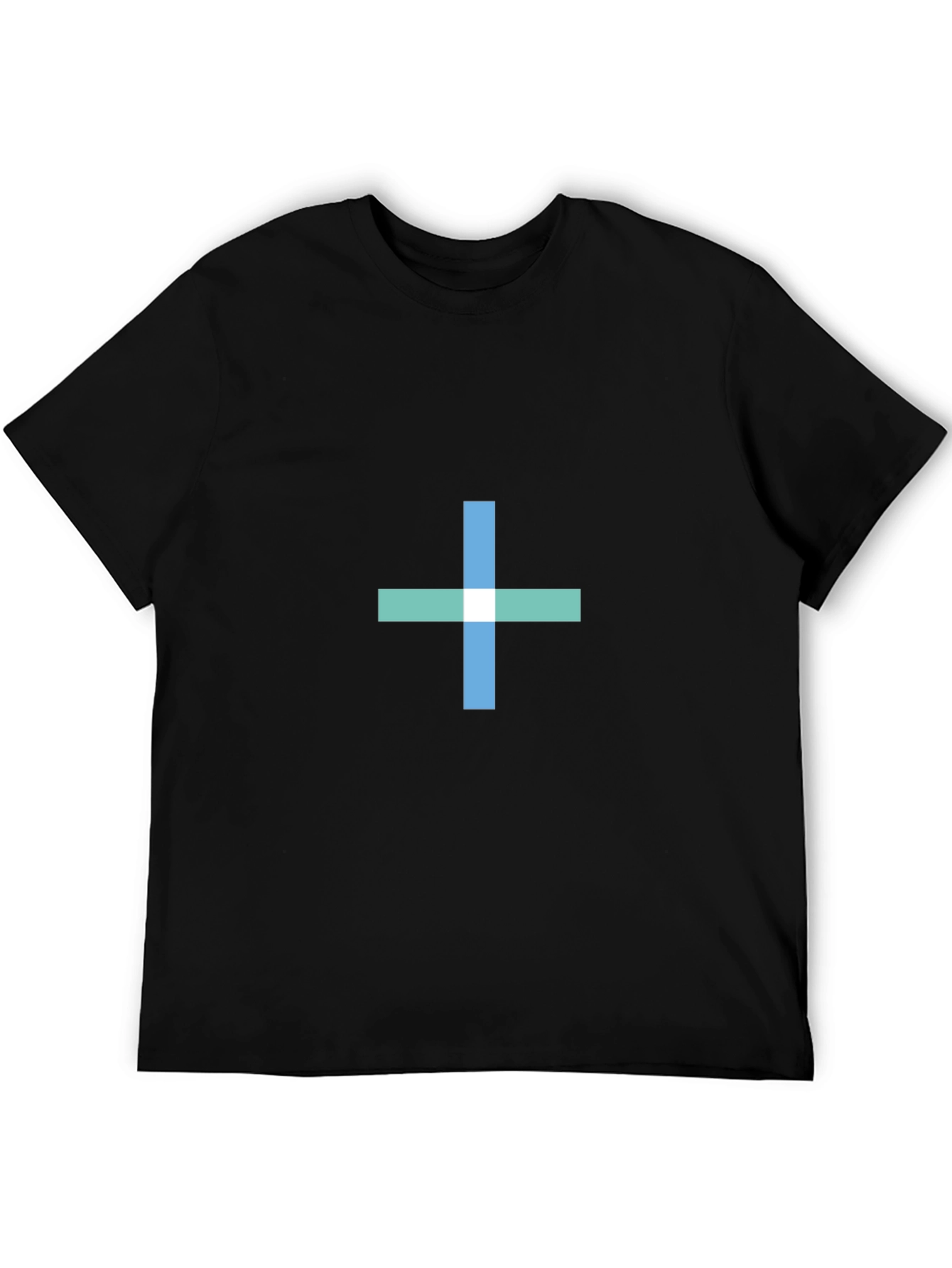 Black T-Shirt with Geometric Cross Design