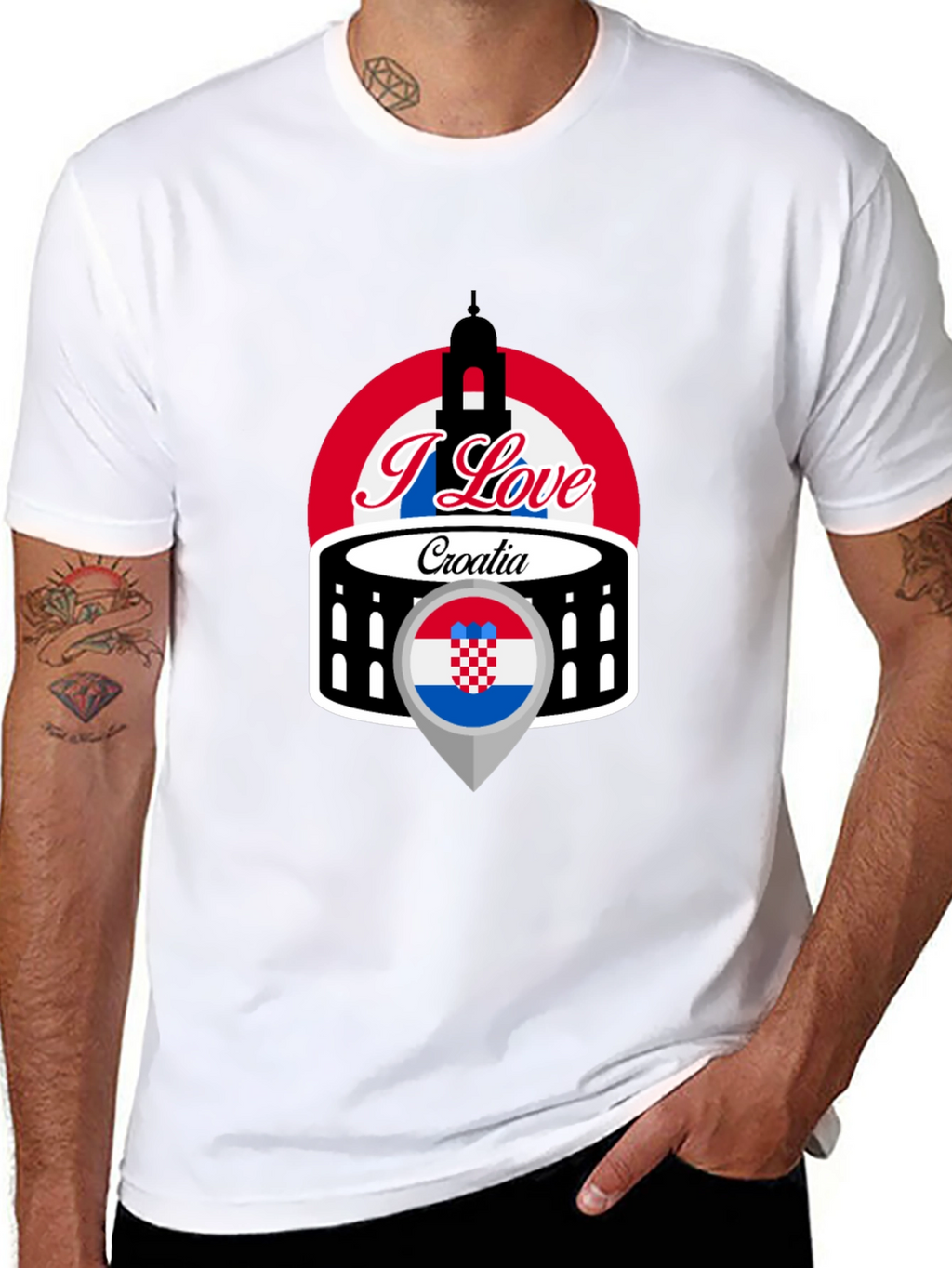I Love Croatia T-Shirt - Black Graphic Tee