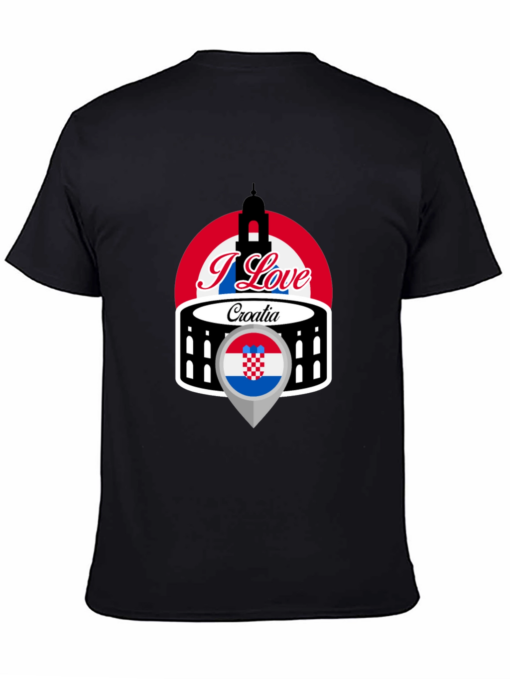 I Love Croatia T-Shirt - Black Graphic Tee
