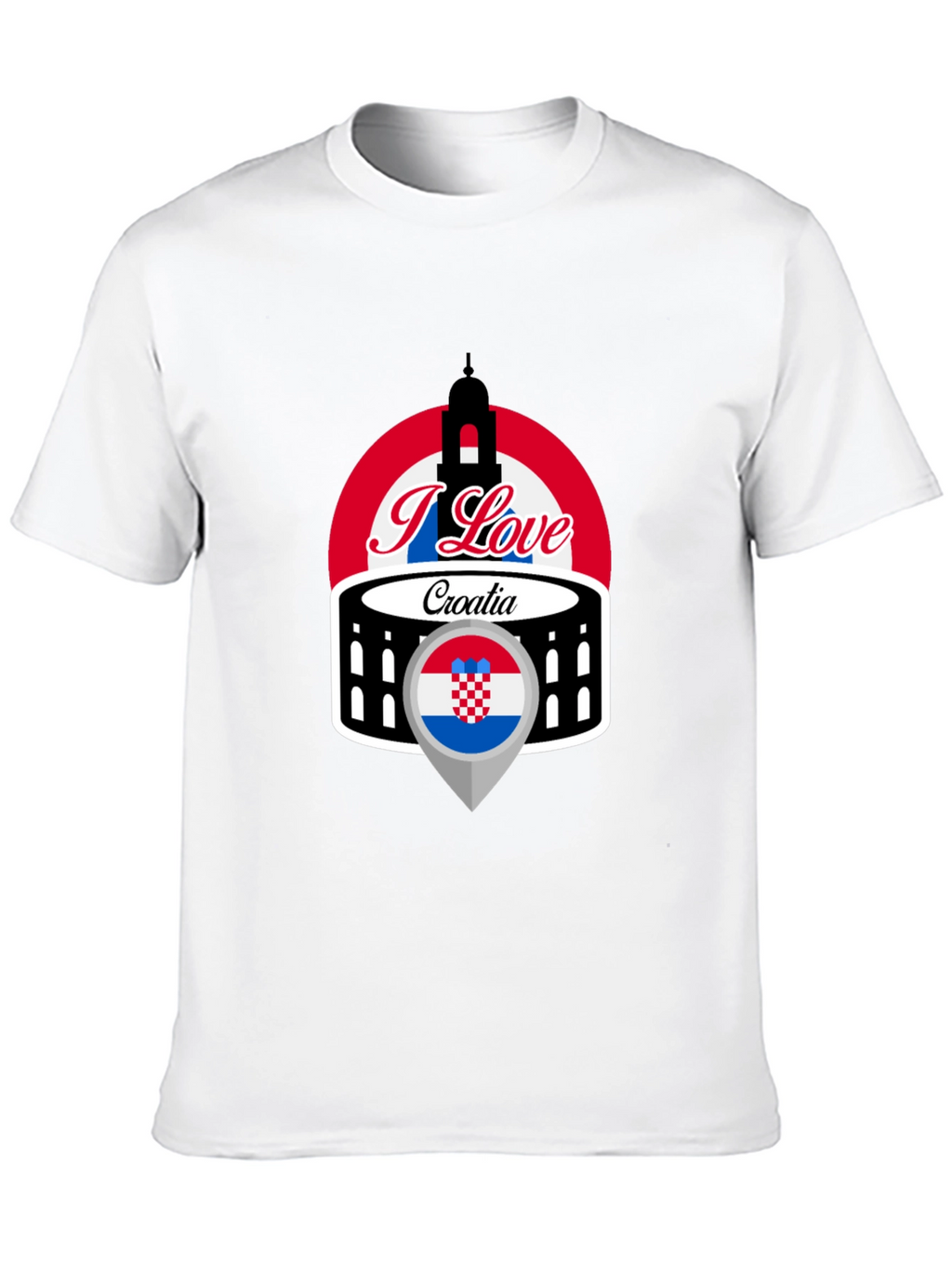 I Love Croatia T-Shirt - Black Graphic Tee