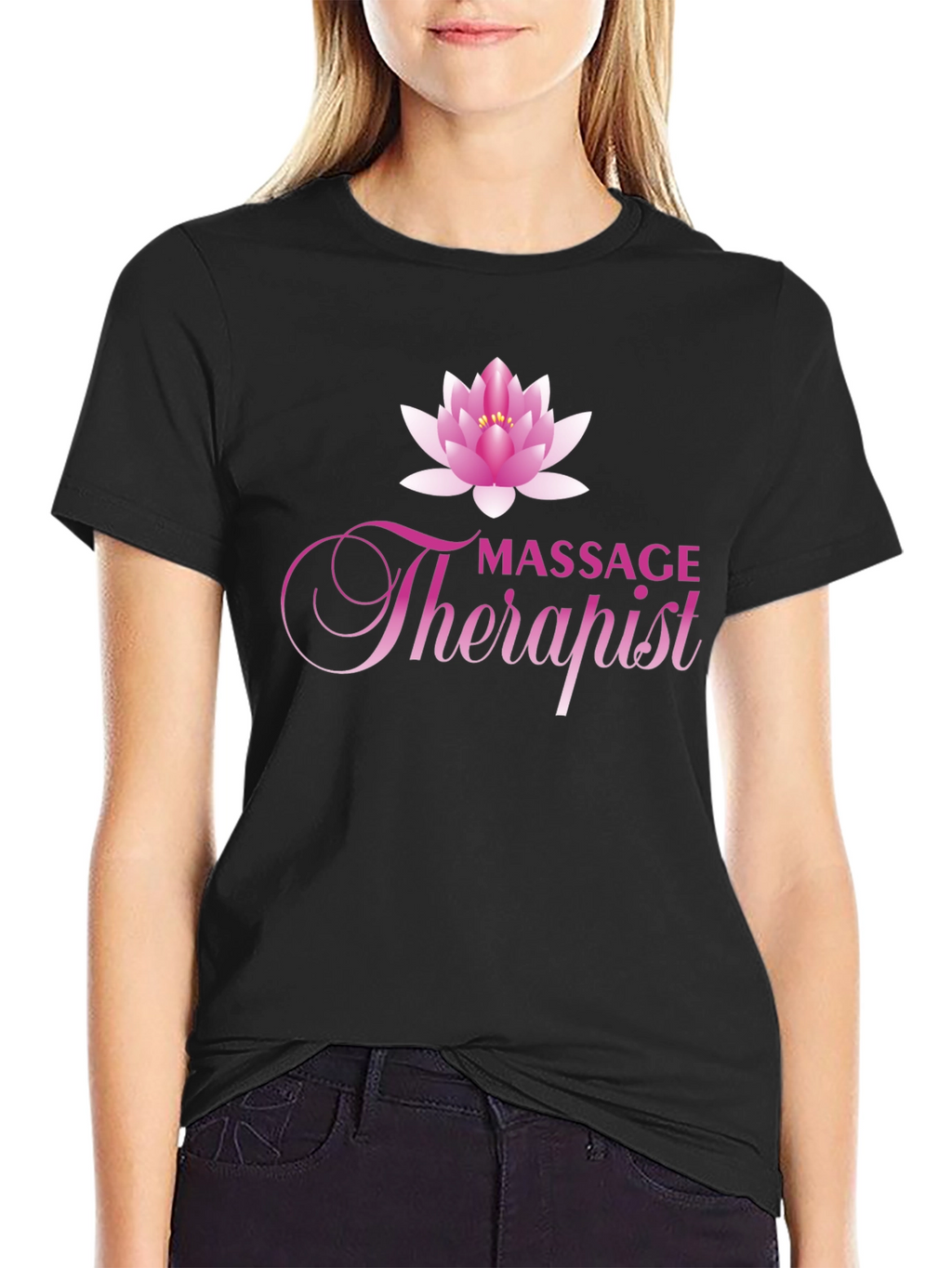 Massage Therapist T-Shirt with Lotus Flower Graphic