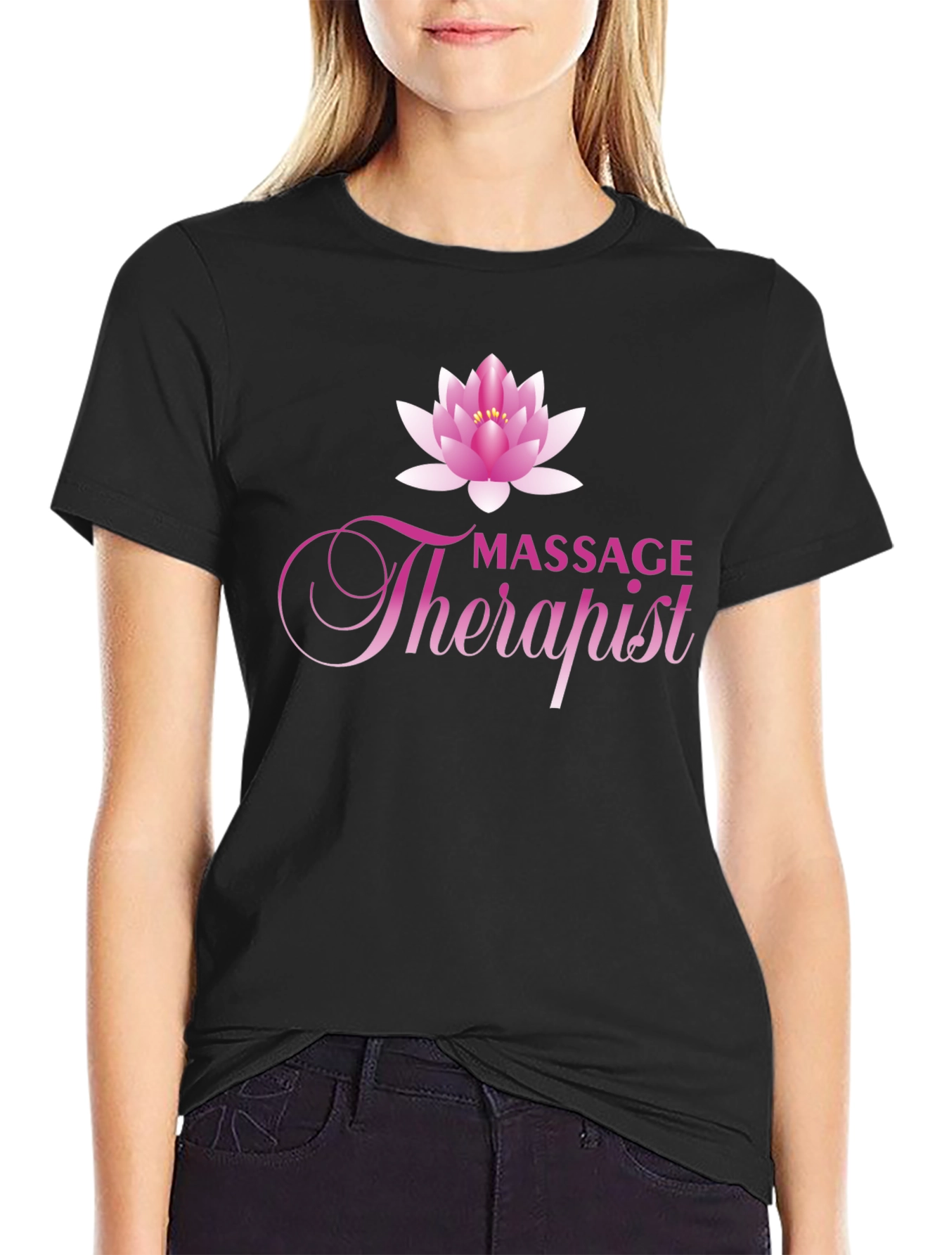 Massage Therapist T-Shirt with Lotus Flower Graphic