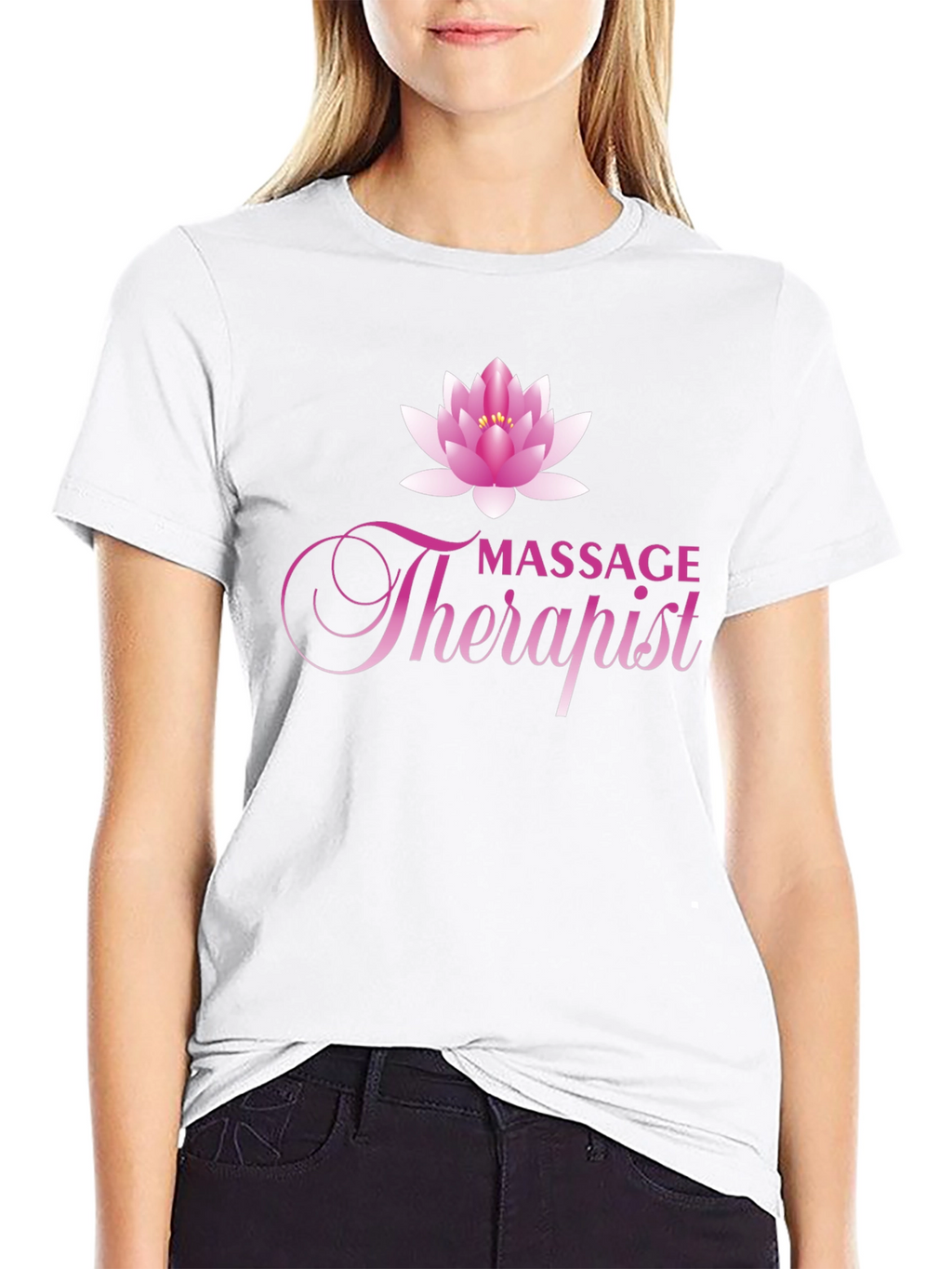 Massage Therapist T-Shirt with Lotus Flower Graphic