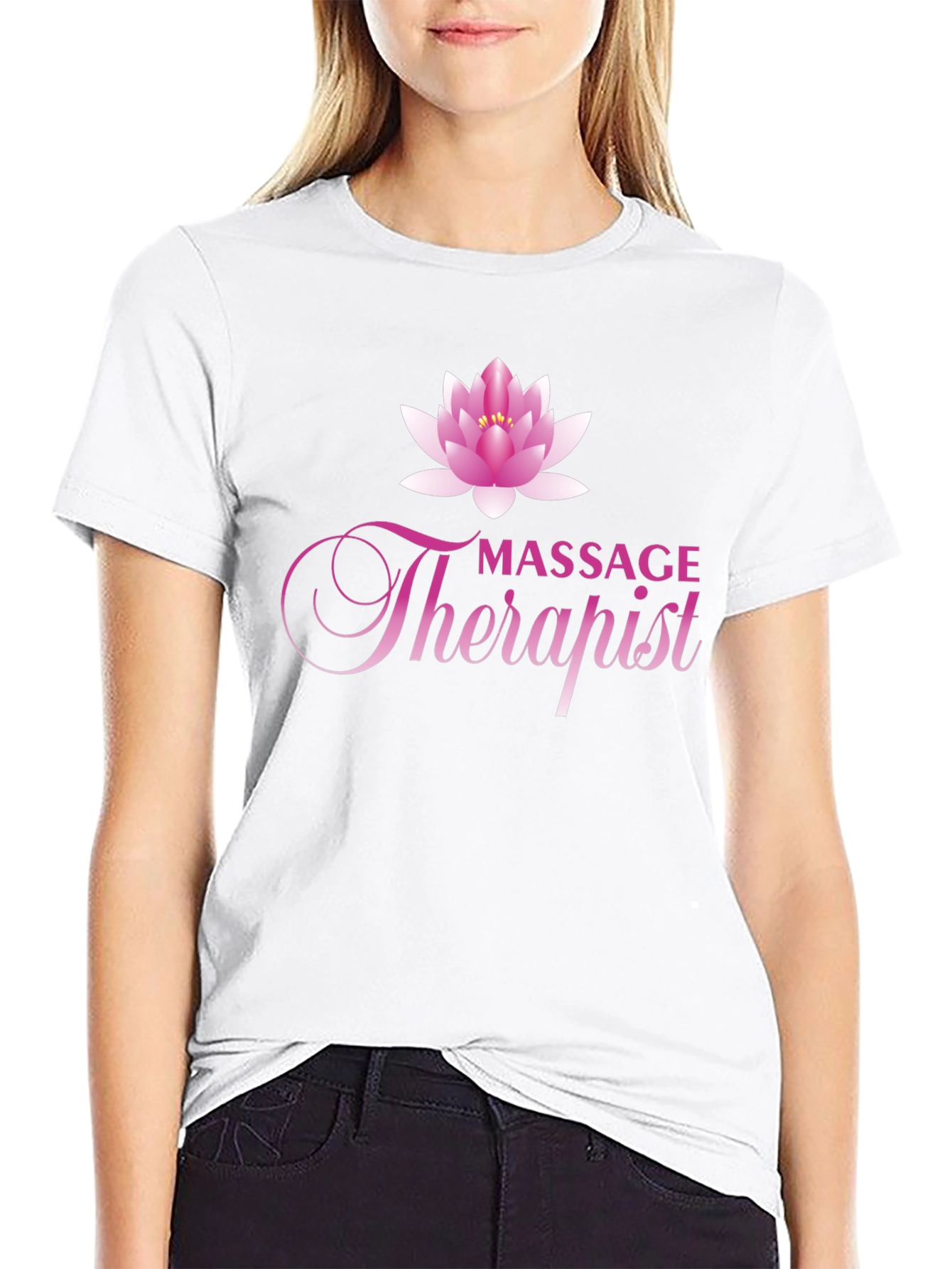 Massage Therapist T-Shirt with Lotus Flower Graphic