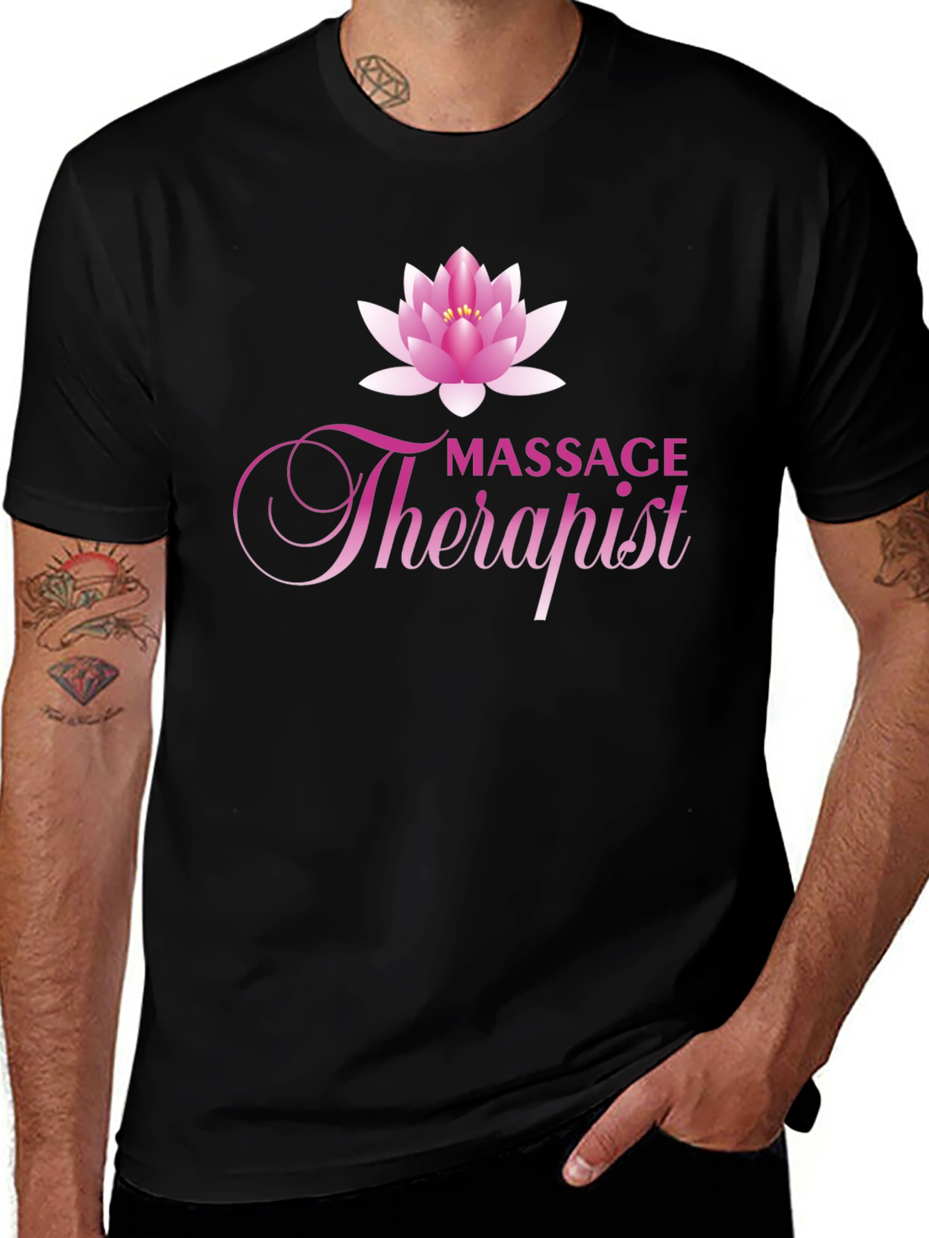 Massage Therapist T-Shirt with Lotus Flower Graphic