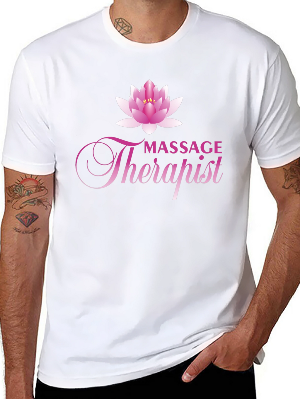 Massage Therapist T-Shirt with Lotus Flower Graphic