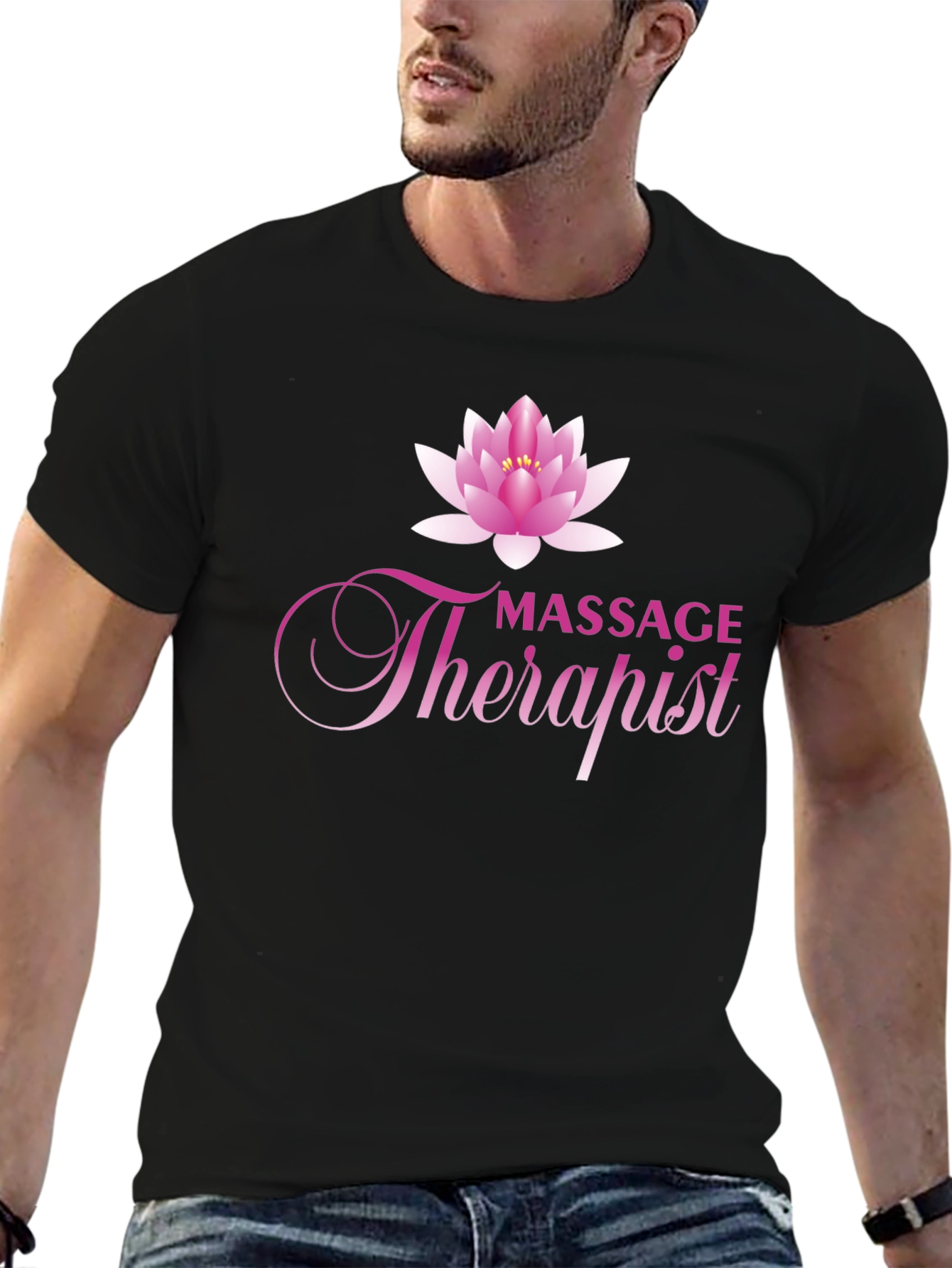 Massage Therapist T-Shirt with Lotus Flower Graphic