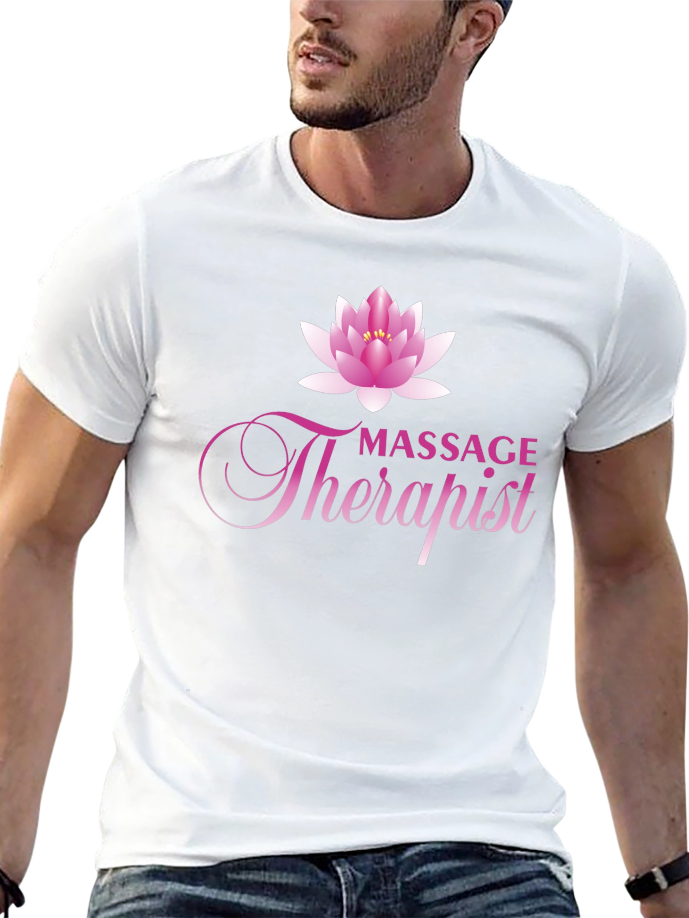 Massage Therapist T-Shirt with Lotus Flower Graphic