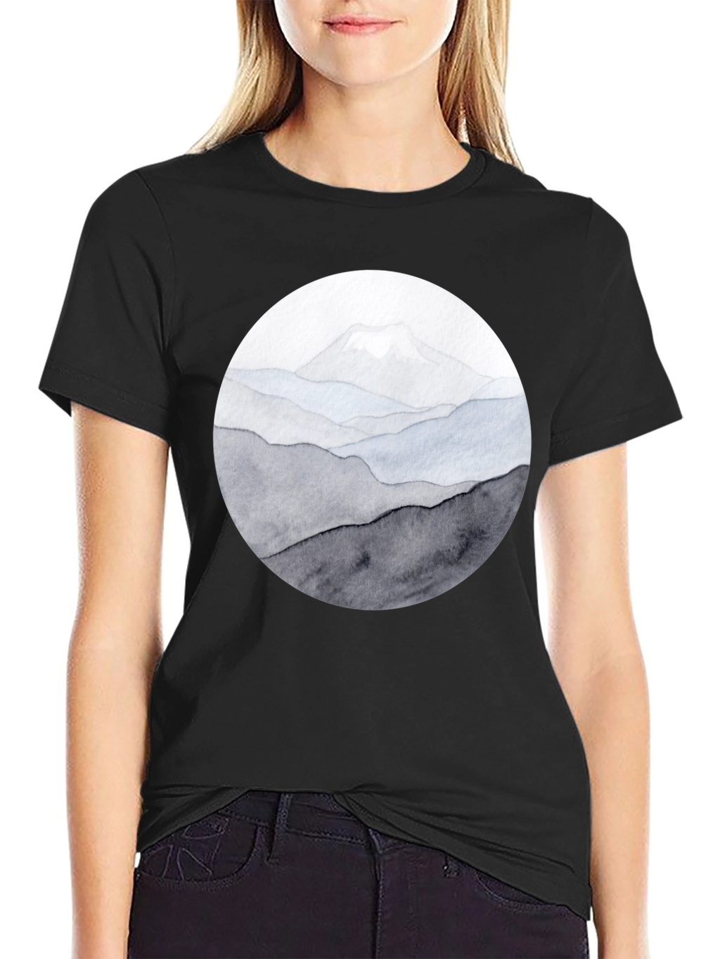 Mountain Range Graphic Tee - Black Casual Shirt
