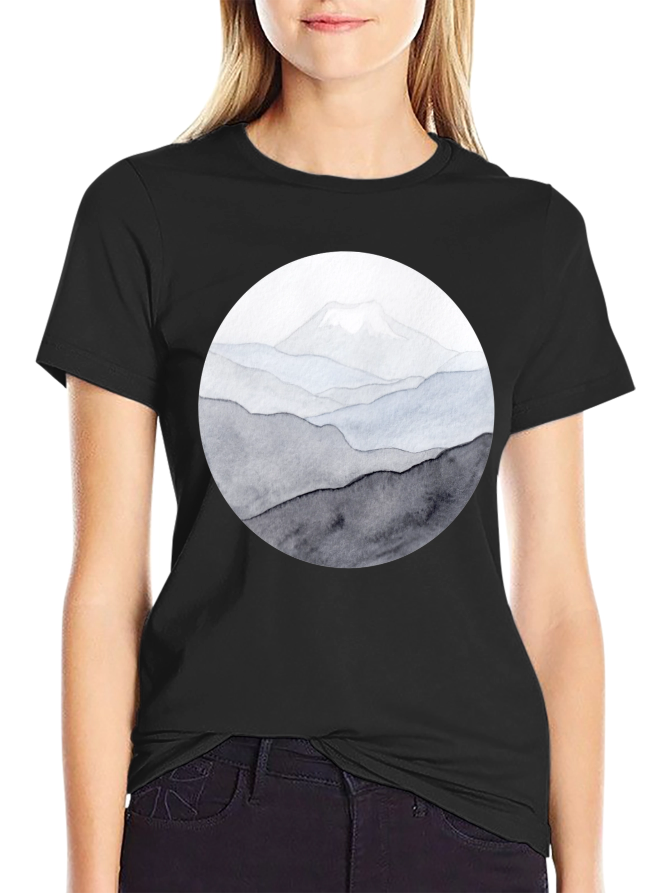 Mountain Range Graphic Tee - Black Casual Shirt