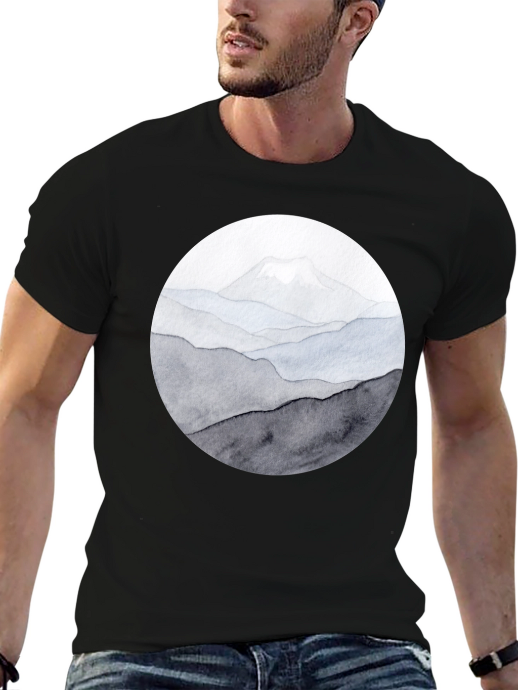 Mountain Range Graphic Tee - Black Casual Shirt