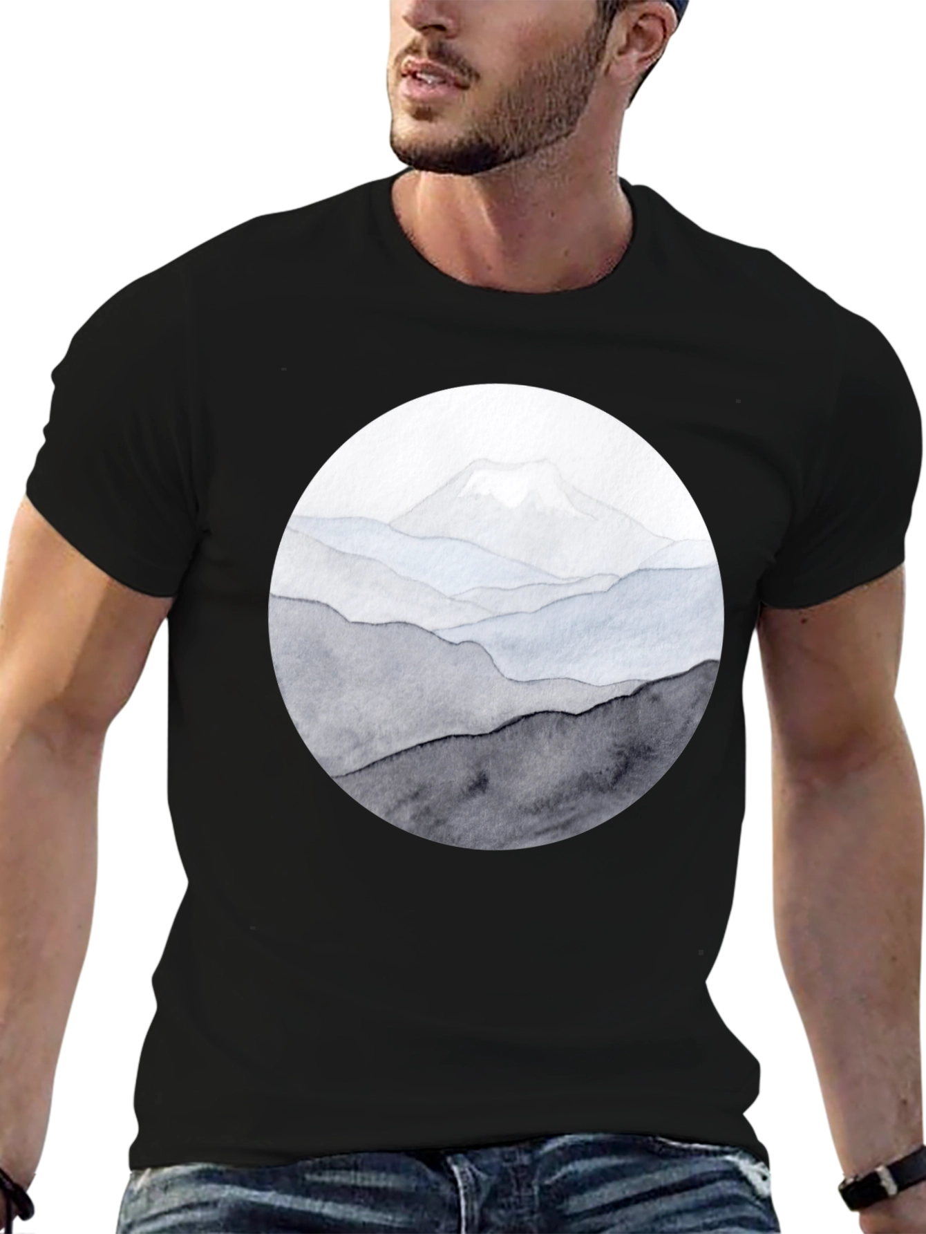 Mountain Range Graphic Tee - Black Casual Shirt