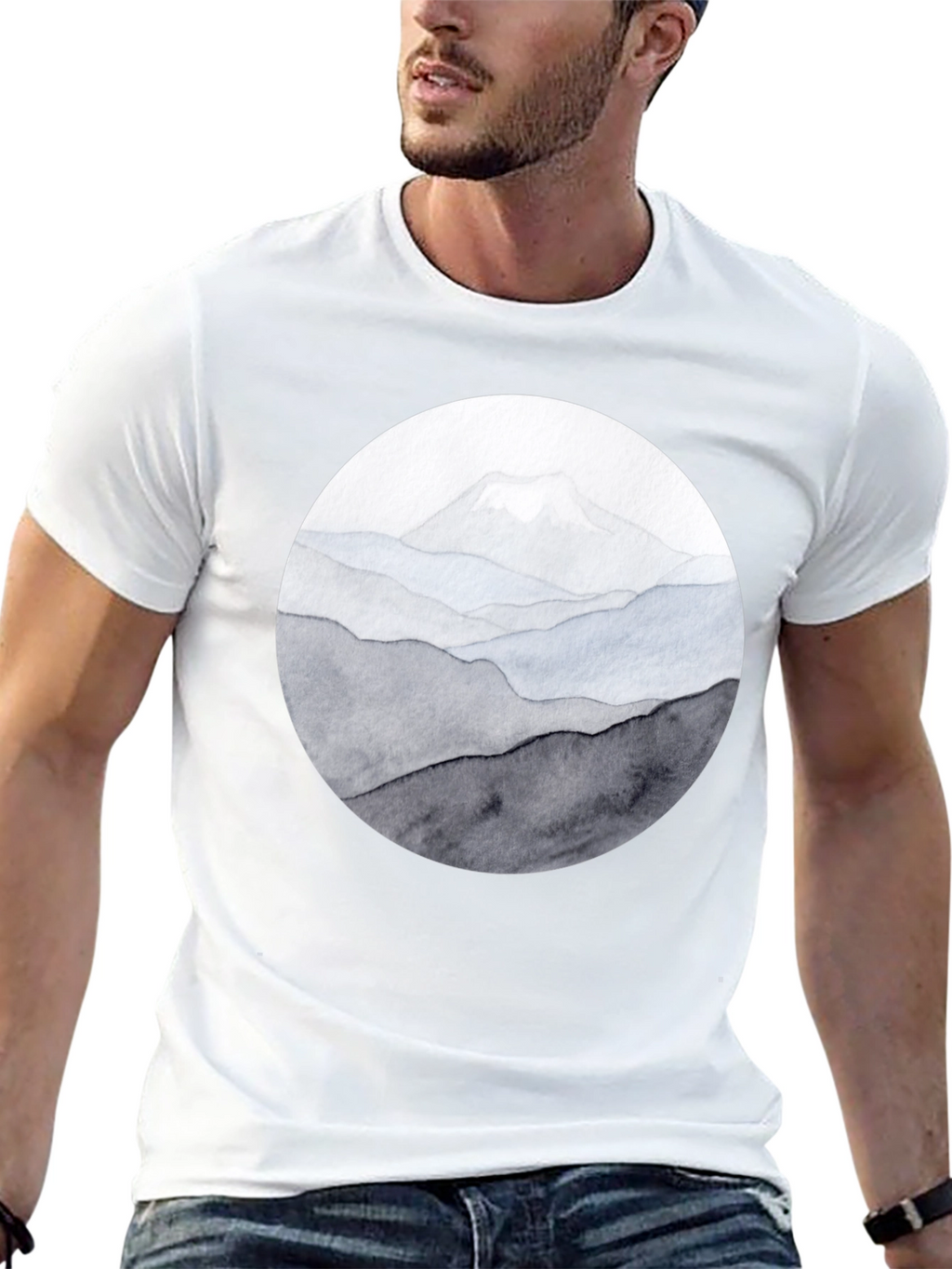 Mountain Range Graphic Tee - Black Casual Shirt