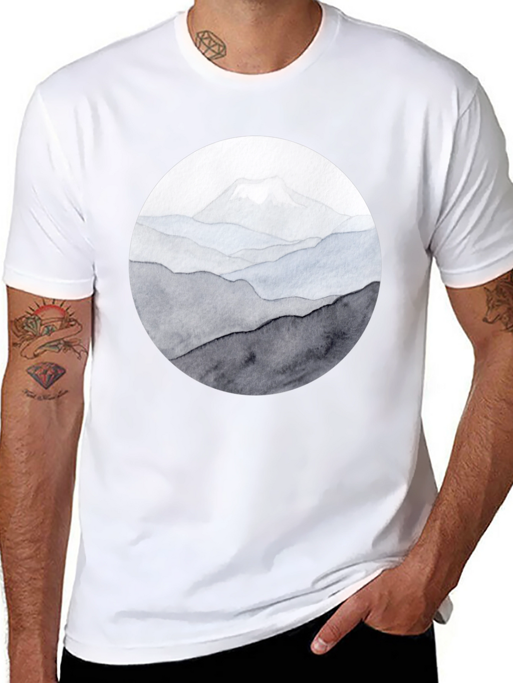 Mountain Range Graphic Tee - Black Casual Shirt