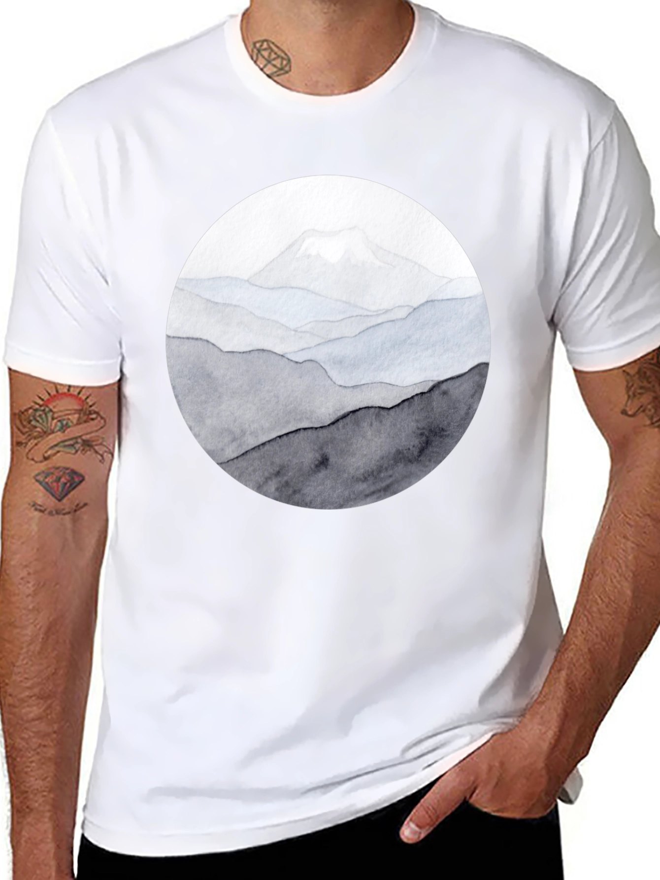 Mountain Range Graphic Tee - Black Casual Shirt