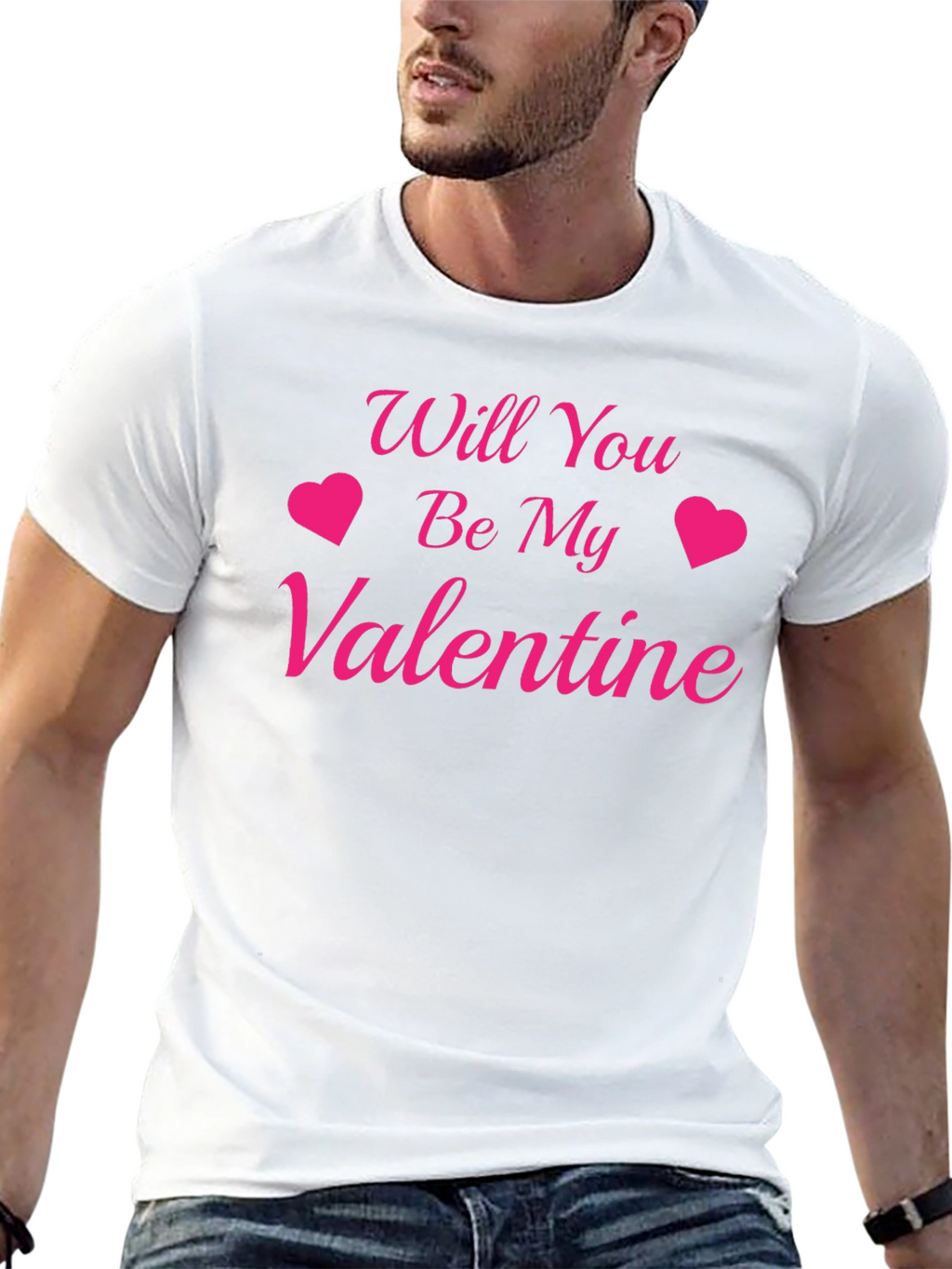 Will You Be My Valentine Black Graphic T-Shirt