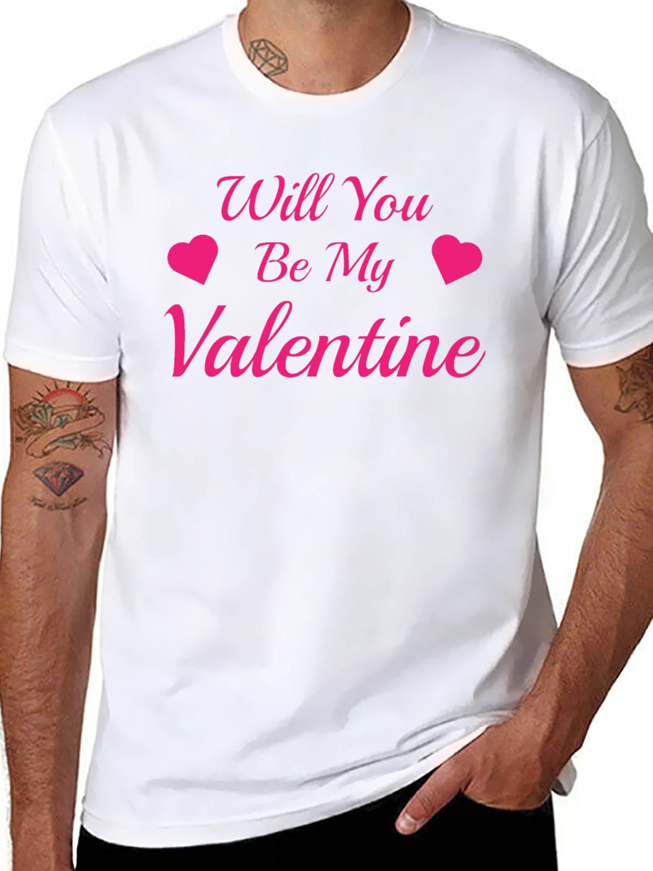 Will You Be My Valentine Black Graphic T-Shirt