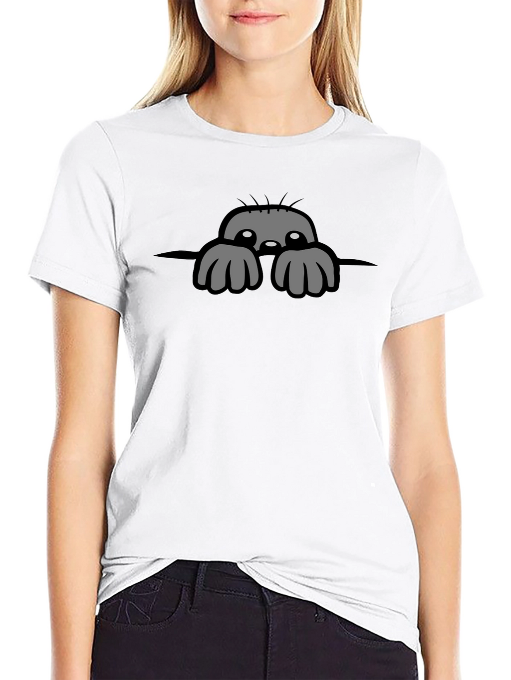 Peeking Monster Graphic T-Shirt - Black