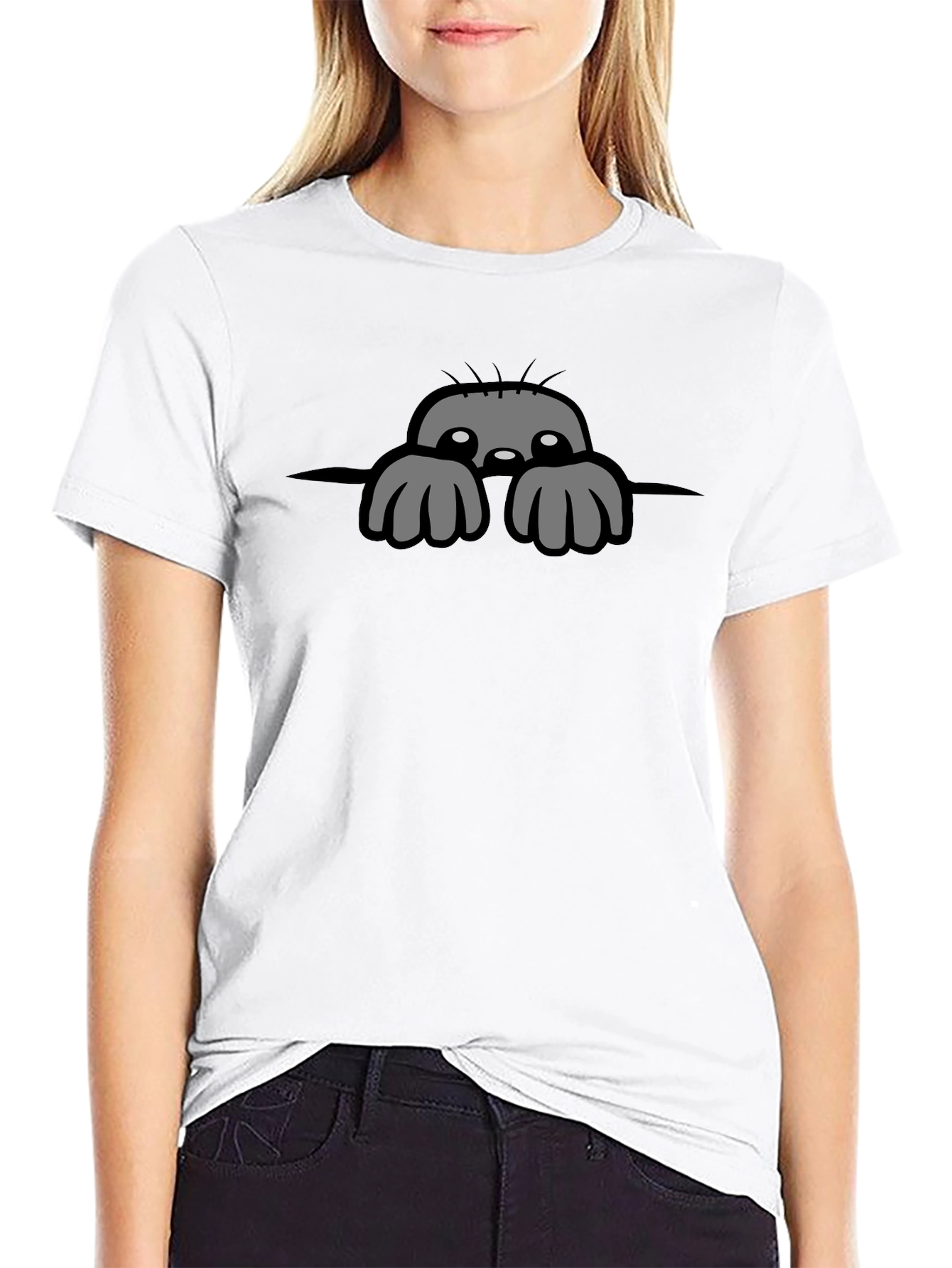 Peeking Monster Graphic T-Shirt - Black