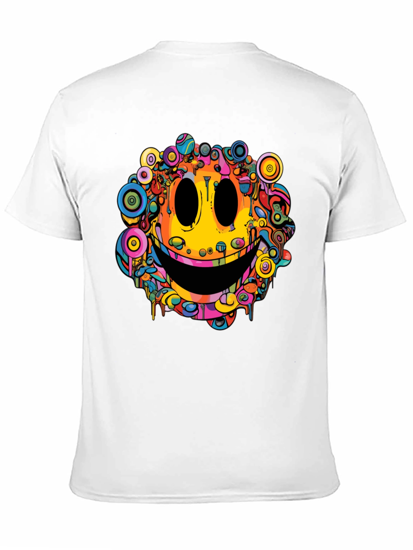 Psychedelic Smiley Face Graphic Tee - Black