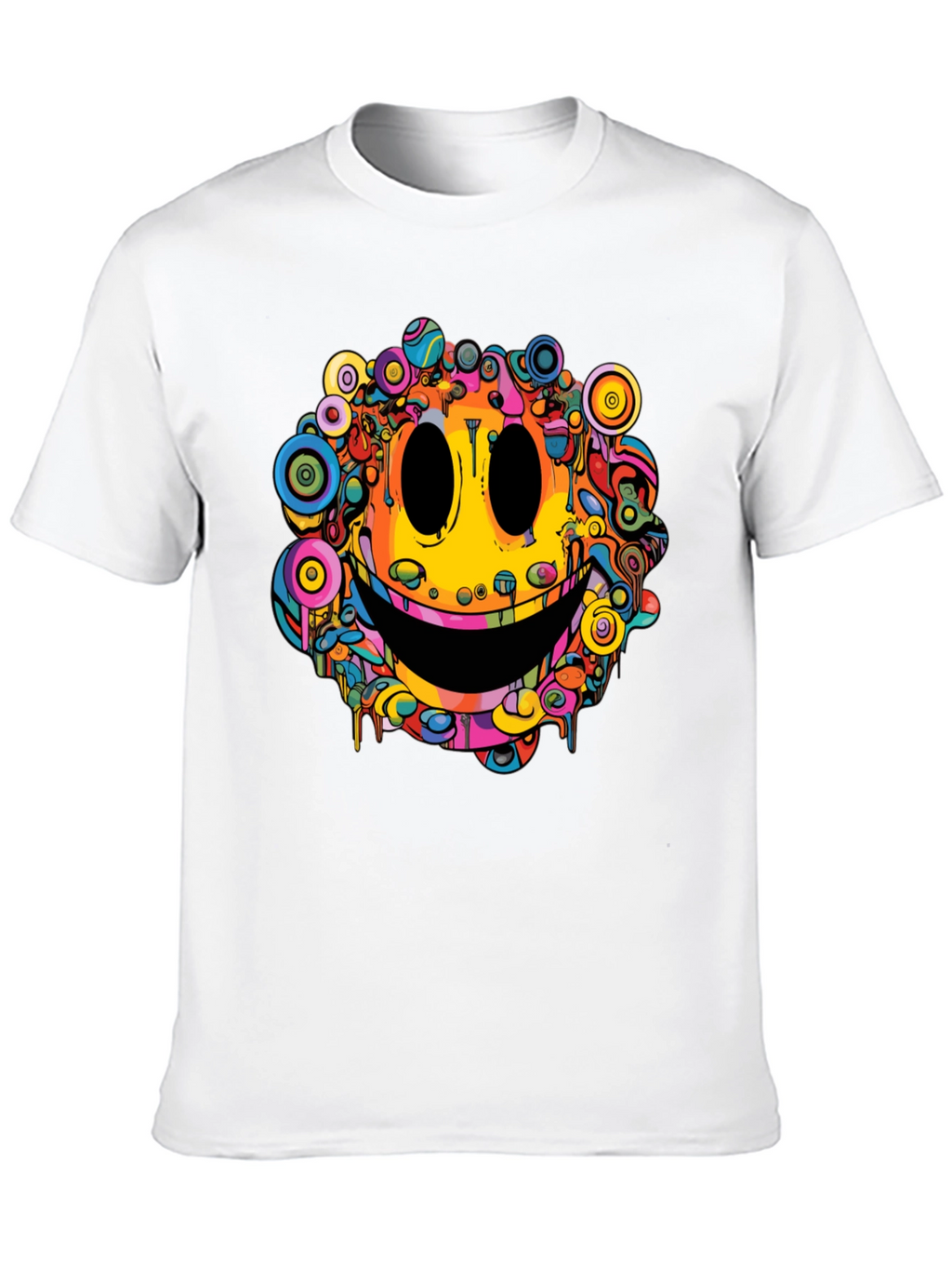 Psychedelic Smiley Face Graphic Tee - Black