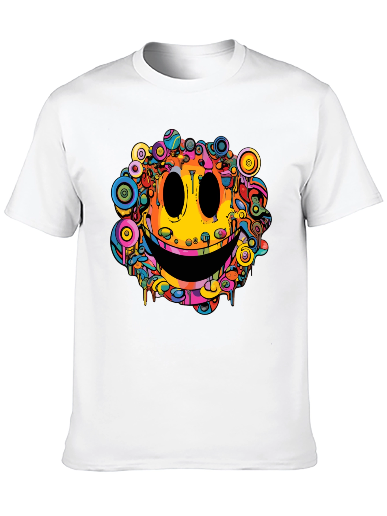 Psychedelic Smiley Face Graphic Tee - Black