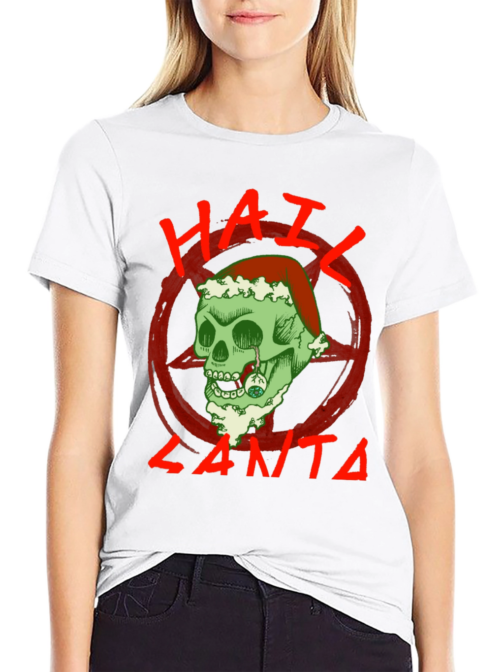 Hail Santa Skull T-Shirt - Holiday Grunge Style