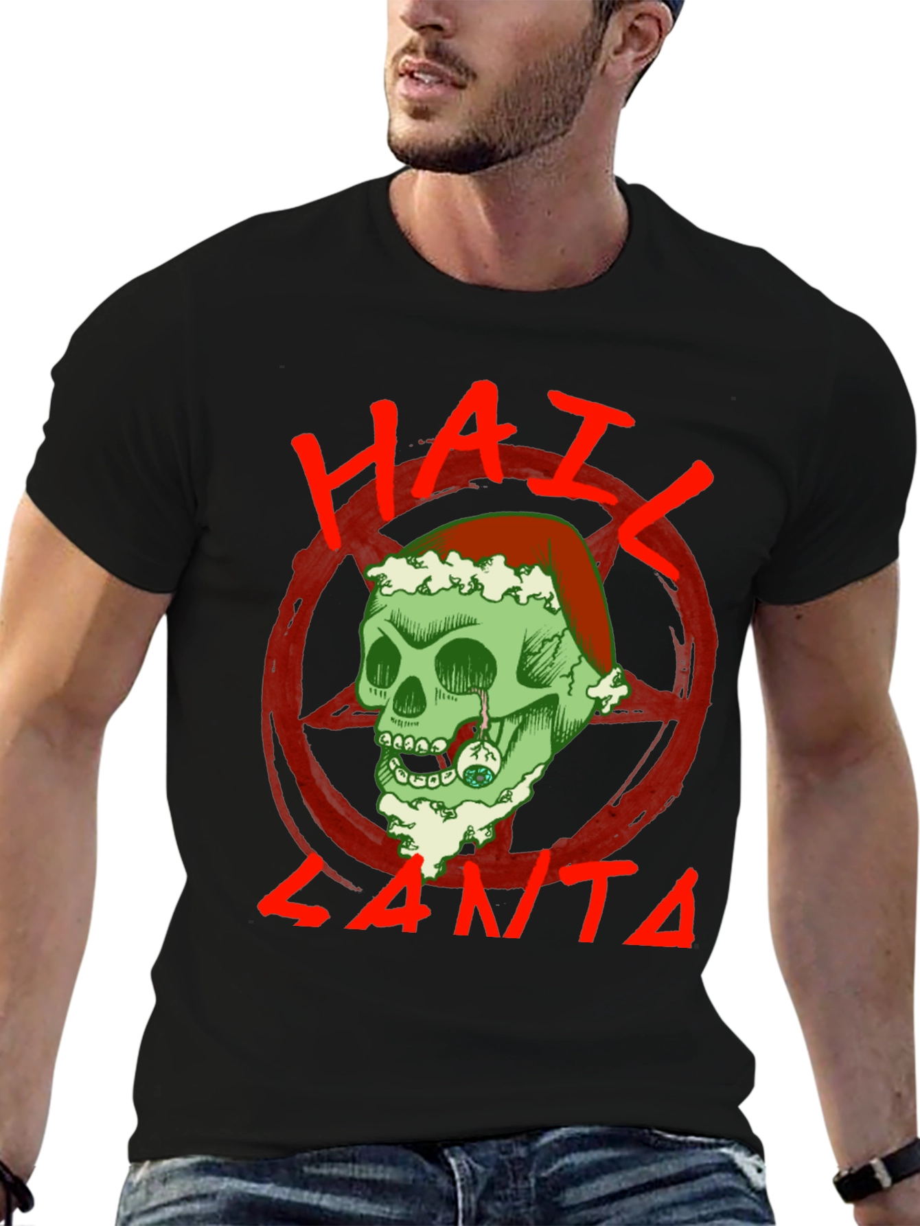 Hail Santa Skull T-Shirt - Holiday Grunge Style