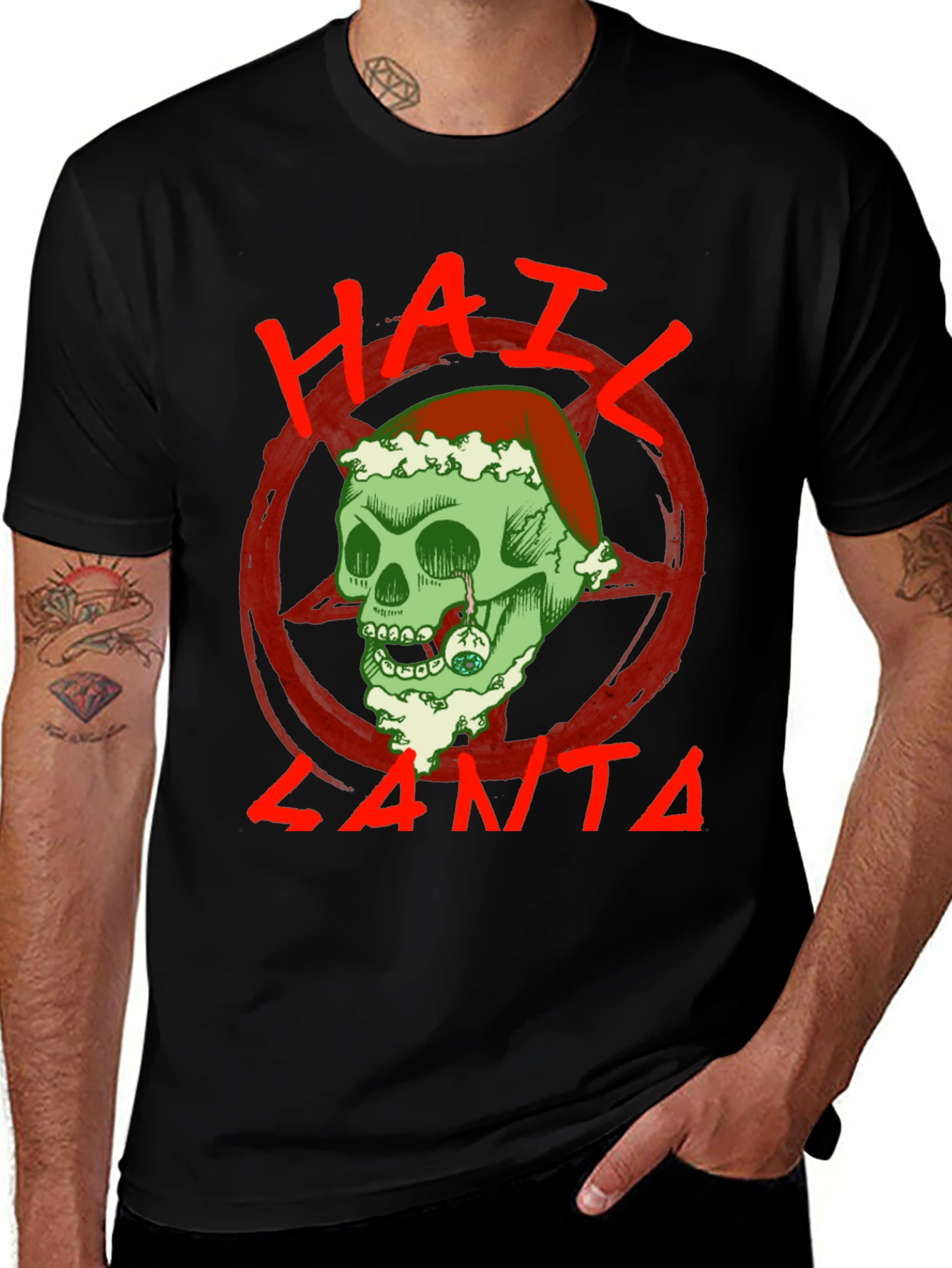 Hail Santa Skull T-Shirt - Holiday Grunge Style